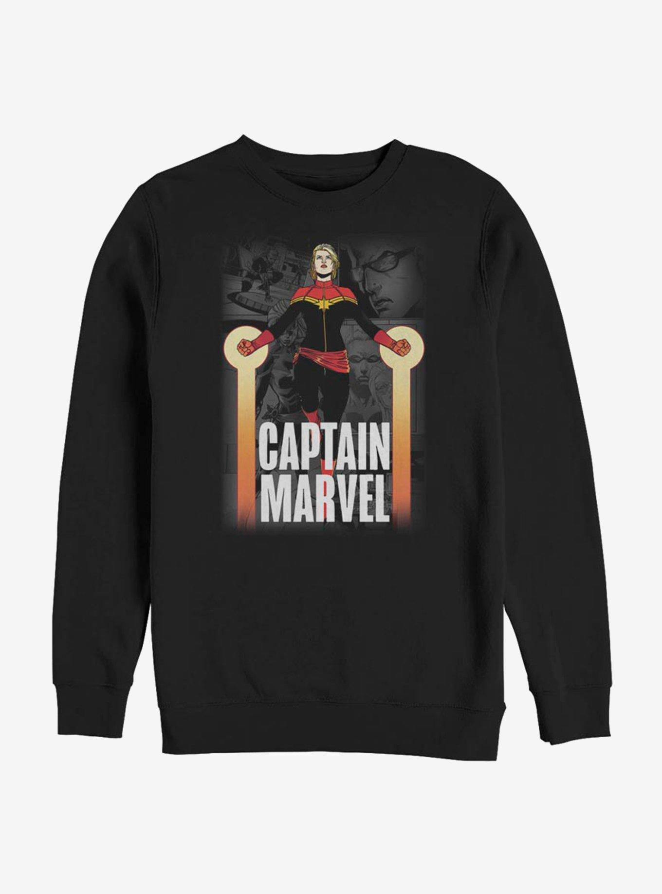 Wallpaper #J_SsOZMBKFX8bn3rb3cN242 Marvel Captain Marvel Rising Panels Sweatshirt Black Boxlunch