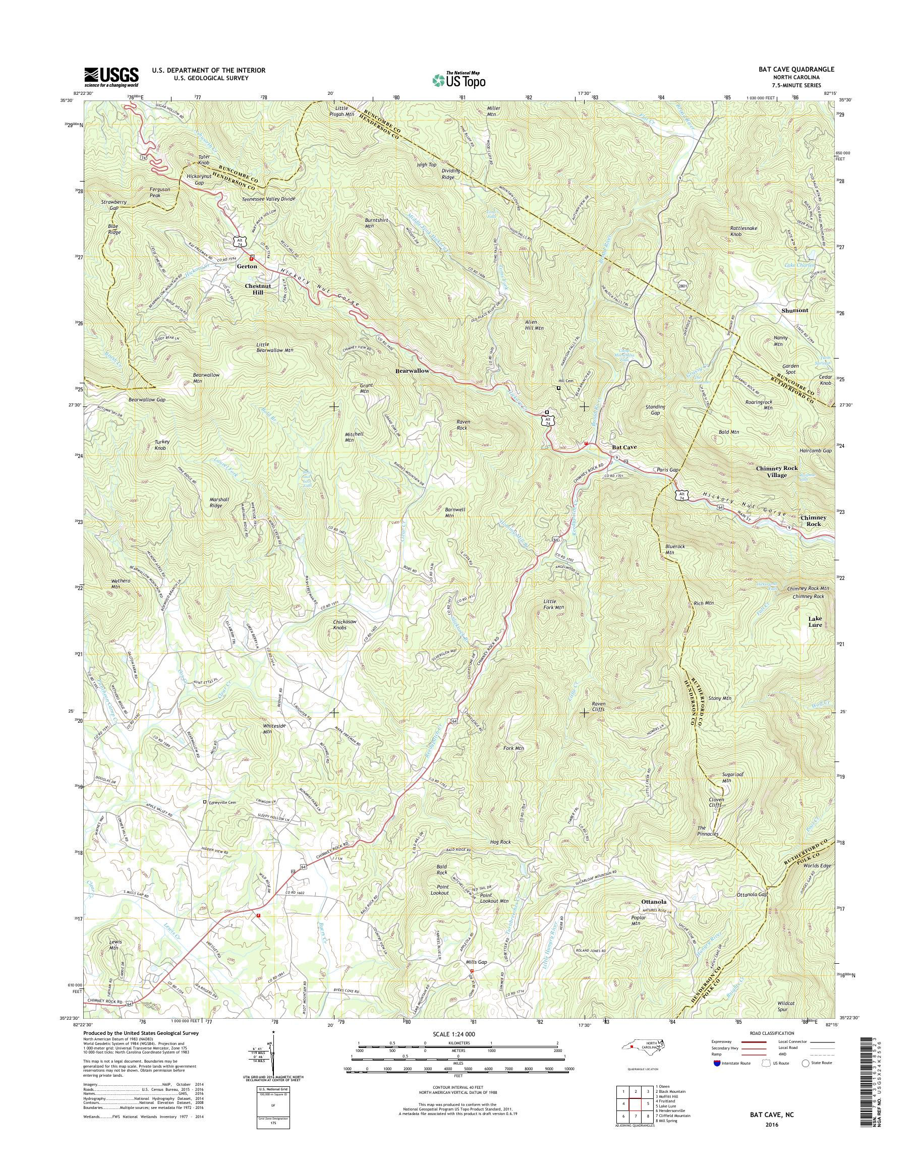 Wallpaper #ZRkzO48BtGB6xQ78Na8u16 Mytopo Bat Cave North Carolina Usgs Quad Topo Map