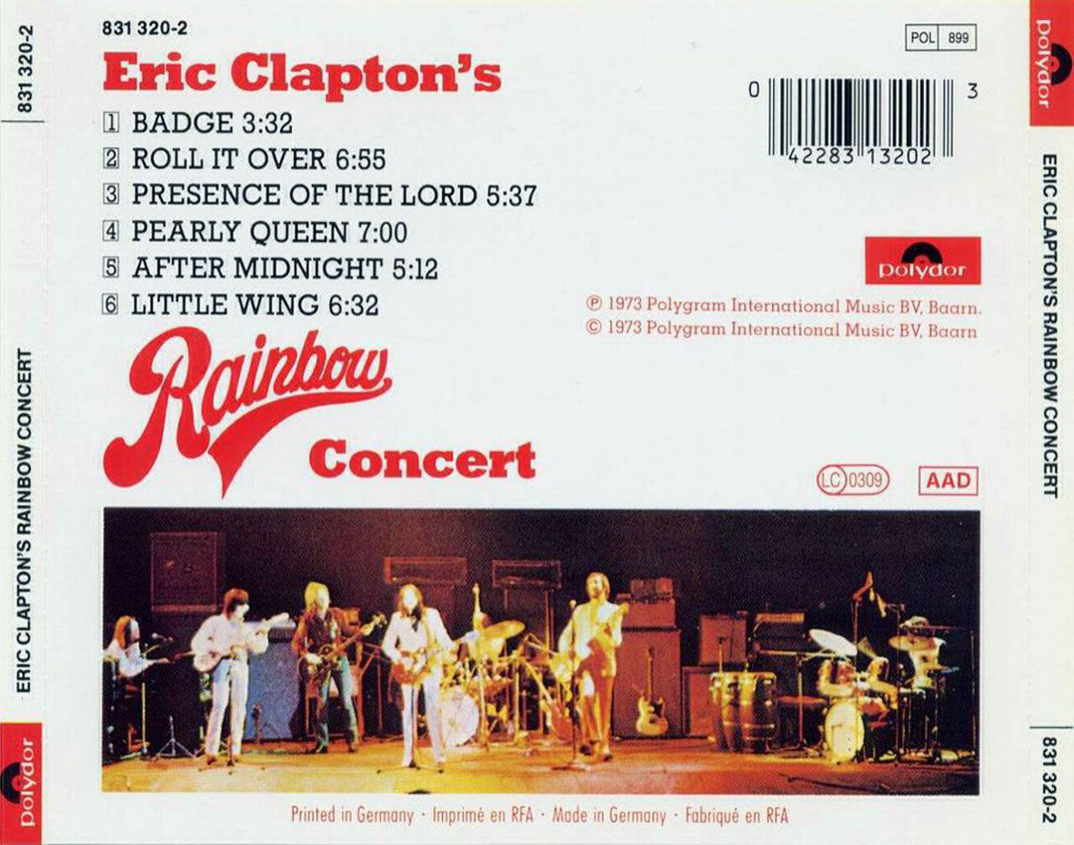 Wallpaper #SmjnHpMBSpphPi3-mCpj365 Car Tula Trasera De Eric Clapton Eric Claptons Rainbow Concert Portada