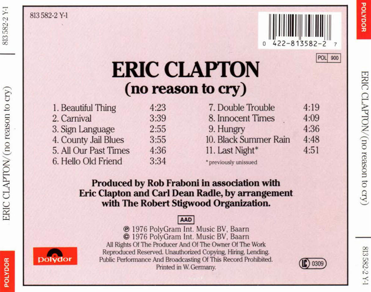 Wallpaper #SmjnHpMBSpphPi3-mCpj353 Car Tula Trasera De Eric Clapton No Reason to Cry Portada