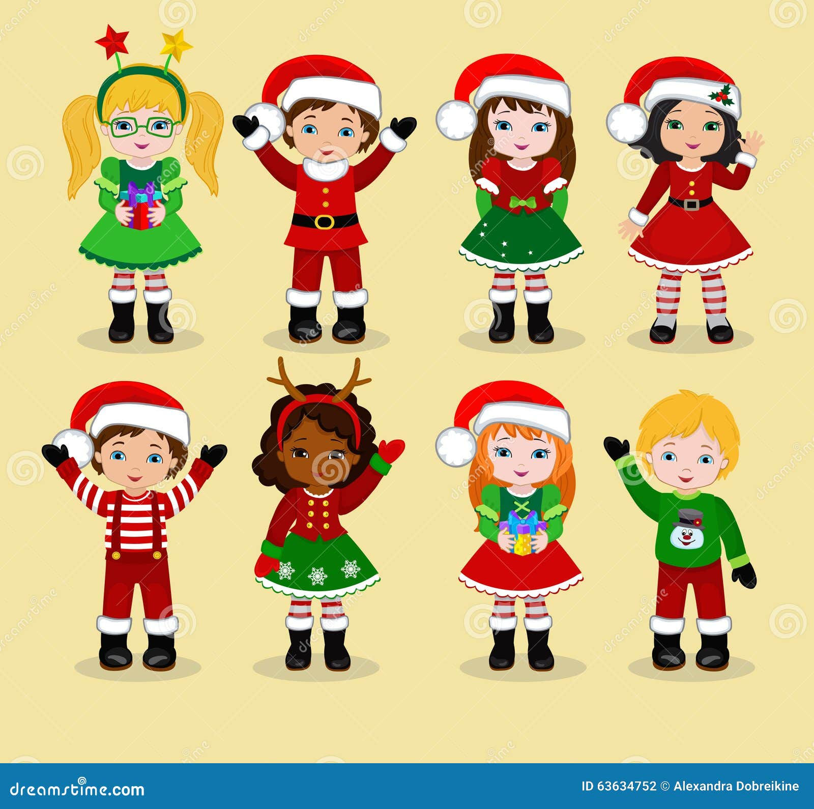 Wallpaper #3zG8NZMB5zzyi_yYz1df585 Kids with Christmas Costume Vector Cartoon Illustration Stock Vector