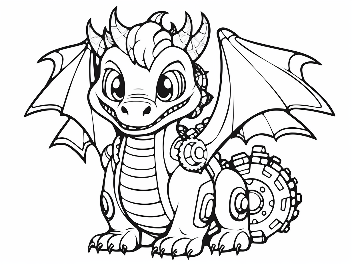 Wallpaper #MGh_F5MBSpphPi3-Ow_u374 Steampunk Dragon Adventure Coloring Page