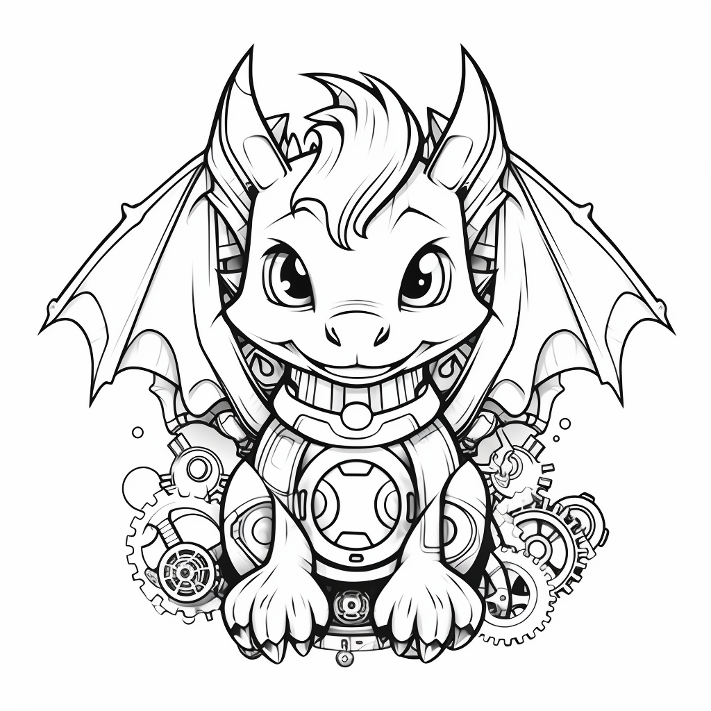 Wallpaper #MGh_F5MBSpphPi3-Ow_u215 Steampunk Dragon Image to Color Coloring Page