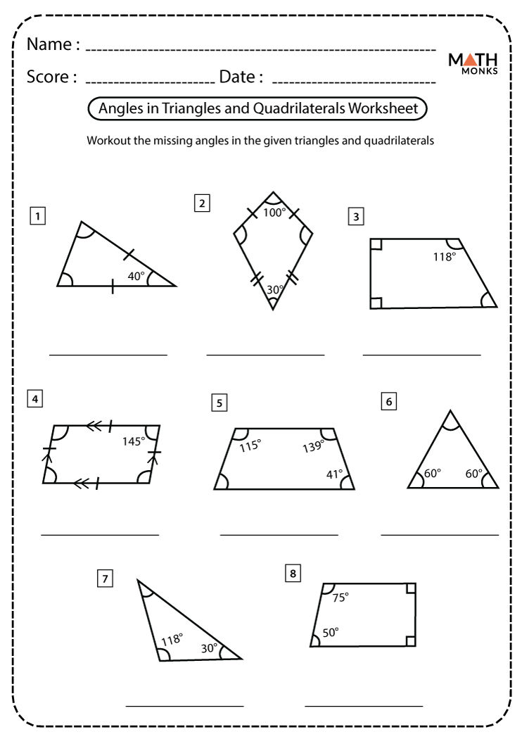 Wallpaper #Dbiz25IBJvJKYCmE9fje141 Triangles and Quadrilaterals Worksheets Math Monks