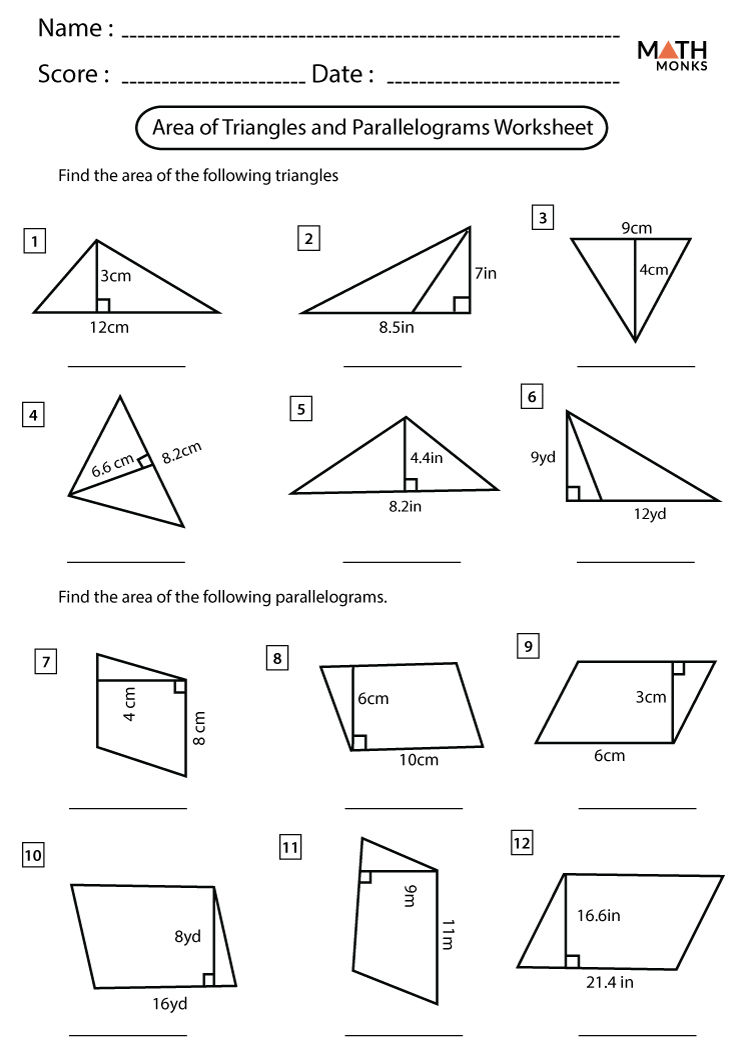Wallpaper #Dbiz25IBJvJKYCmE9fje190 Area of Triangles and Parallelograms Worksheets Math Monks