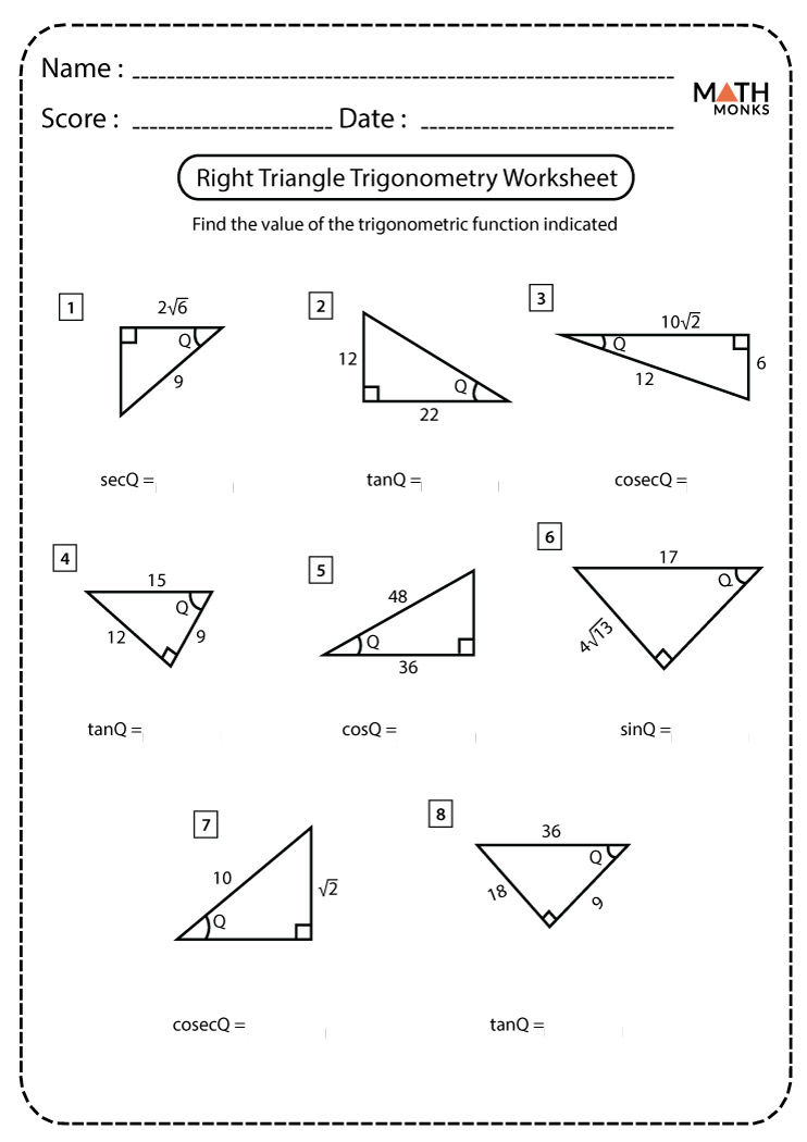 Wallpaper #Dbiz25IBJvJKYCmE9fje79 Right Triangle Trigonometry Worksheets Math Monks