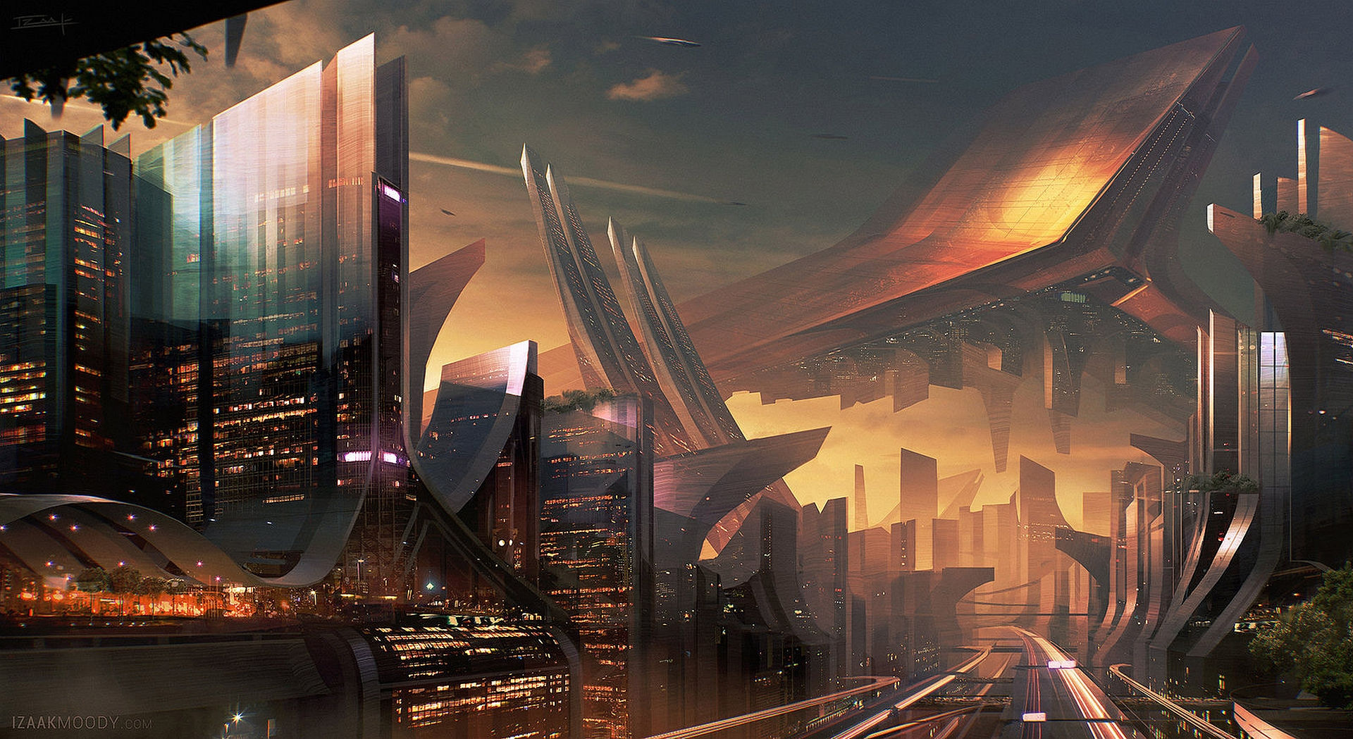 Wallpaper #IH038o4Bnwiau_P6Swvr29 Sci Fi City Wallpaper by Izaak Moody