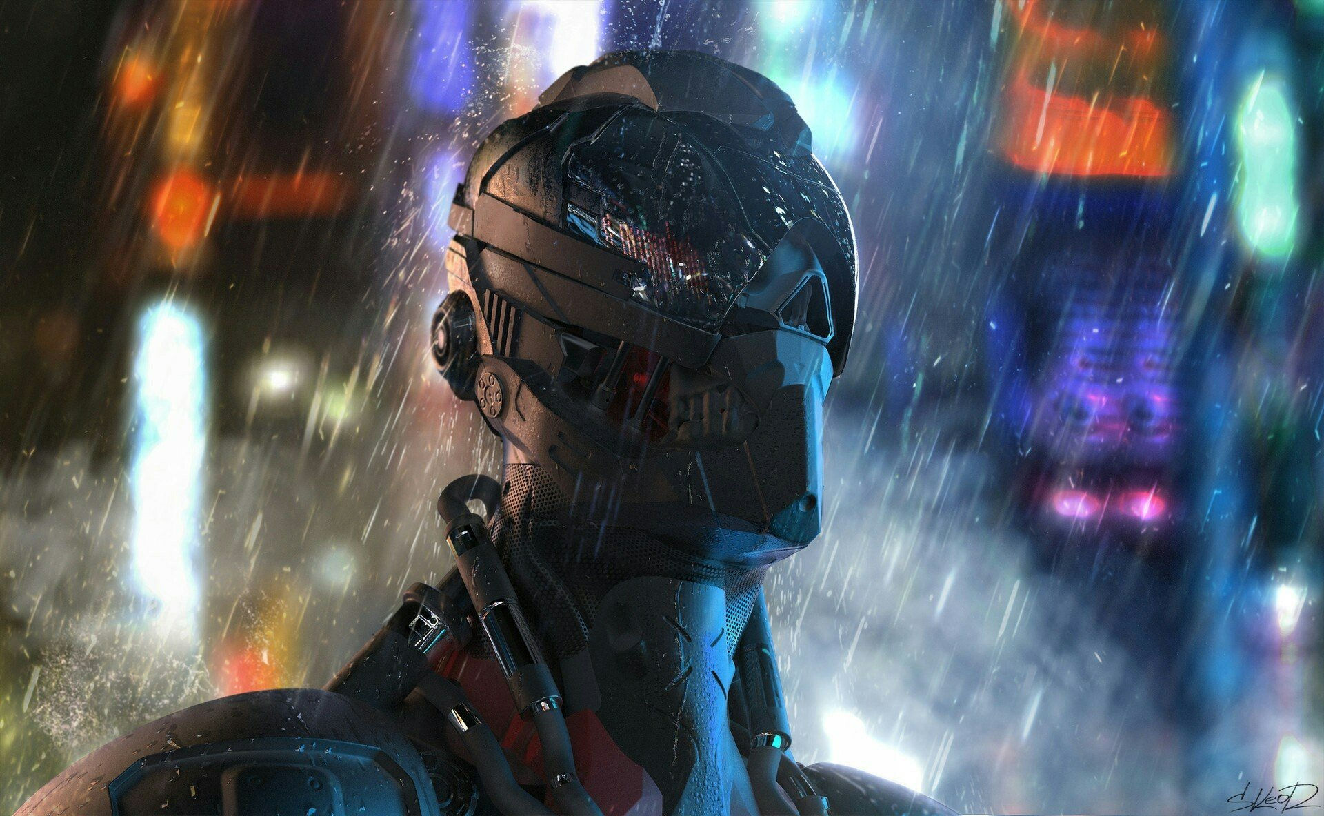 Wallpaper #bX2i844Bnwiau_P6NQ1R35 Sci Fi Cyberpunk HD Wallpaper by Tony Skeor