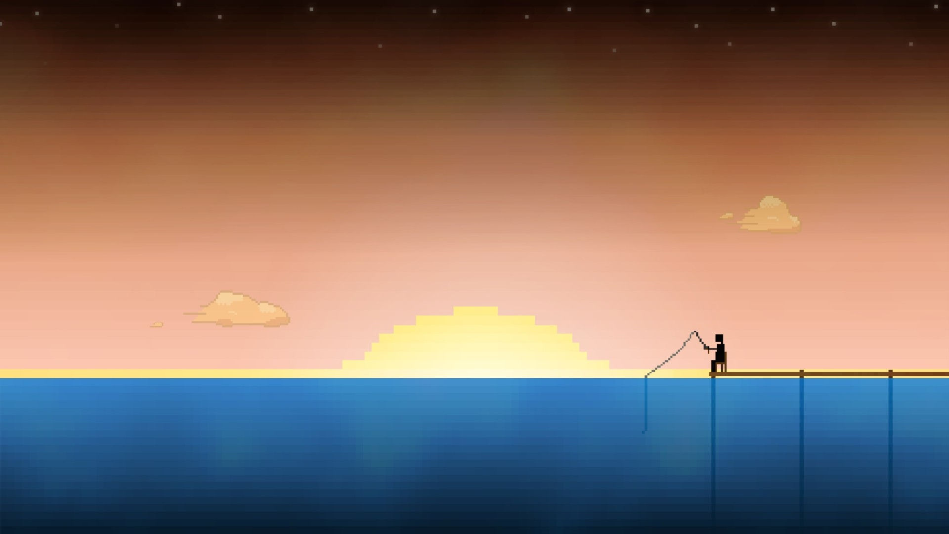 Wallpaper #YVanepcBsd6xcFiEltxK49 Pixel Art Fishing at Sunset