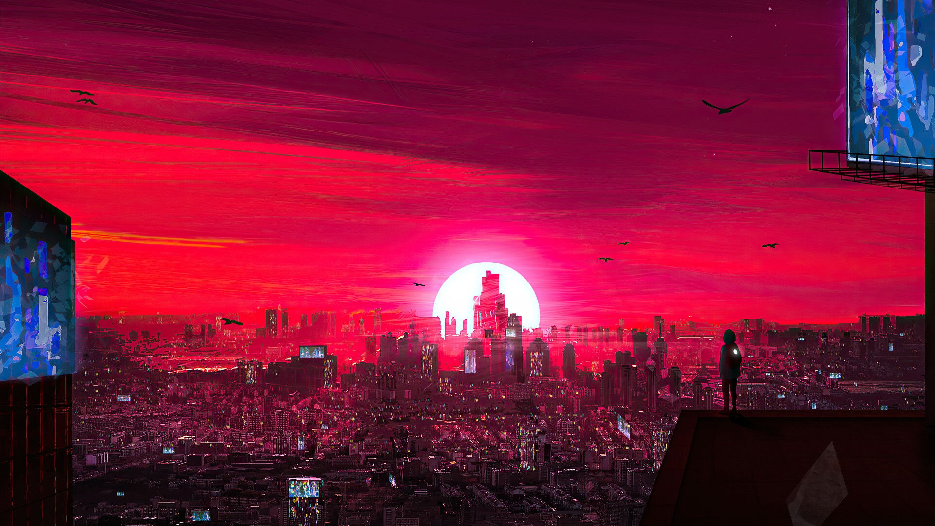 Wallpaper #YWdsDZMBSpphPi3-nuW474 Download Cityscape Sunset City Sci Fi Cyberpunk Sci Fi City HD