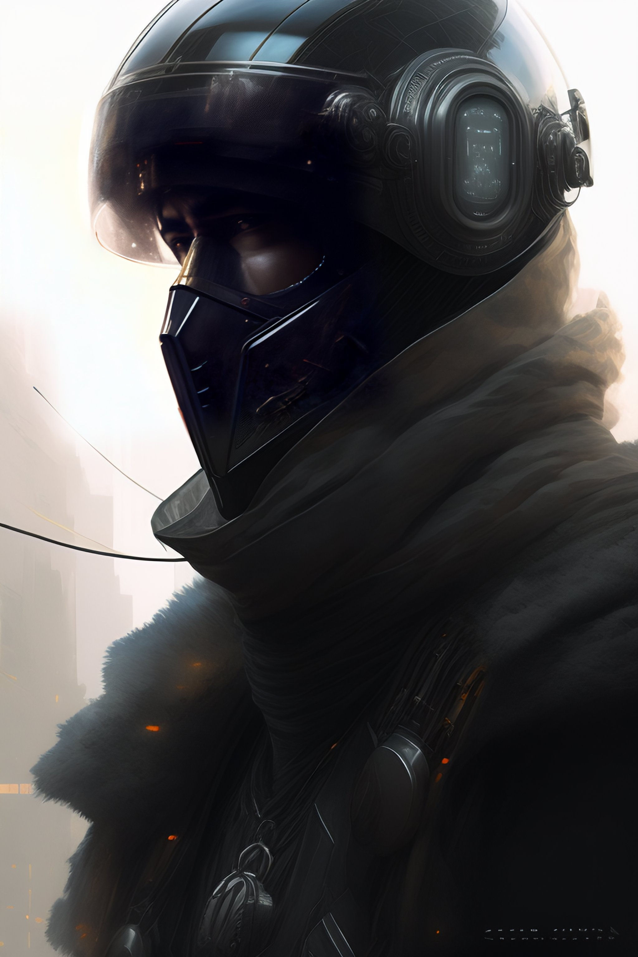 Wallpaper #2f-aZ5MB3lSXT3zUluJX162 Lexica Portrait of a Futuristic Masked Man with Cybernetics and Wires