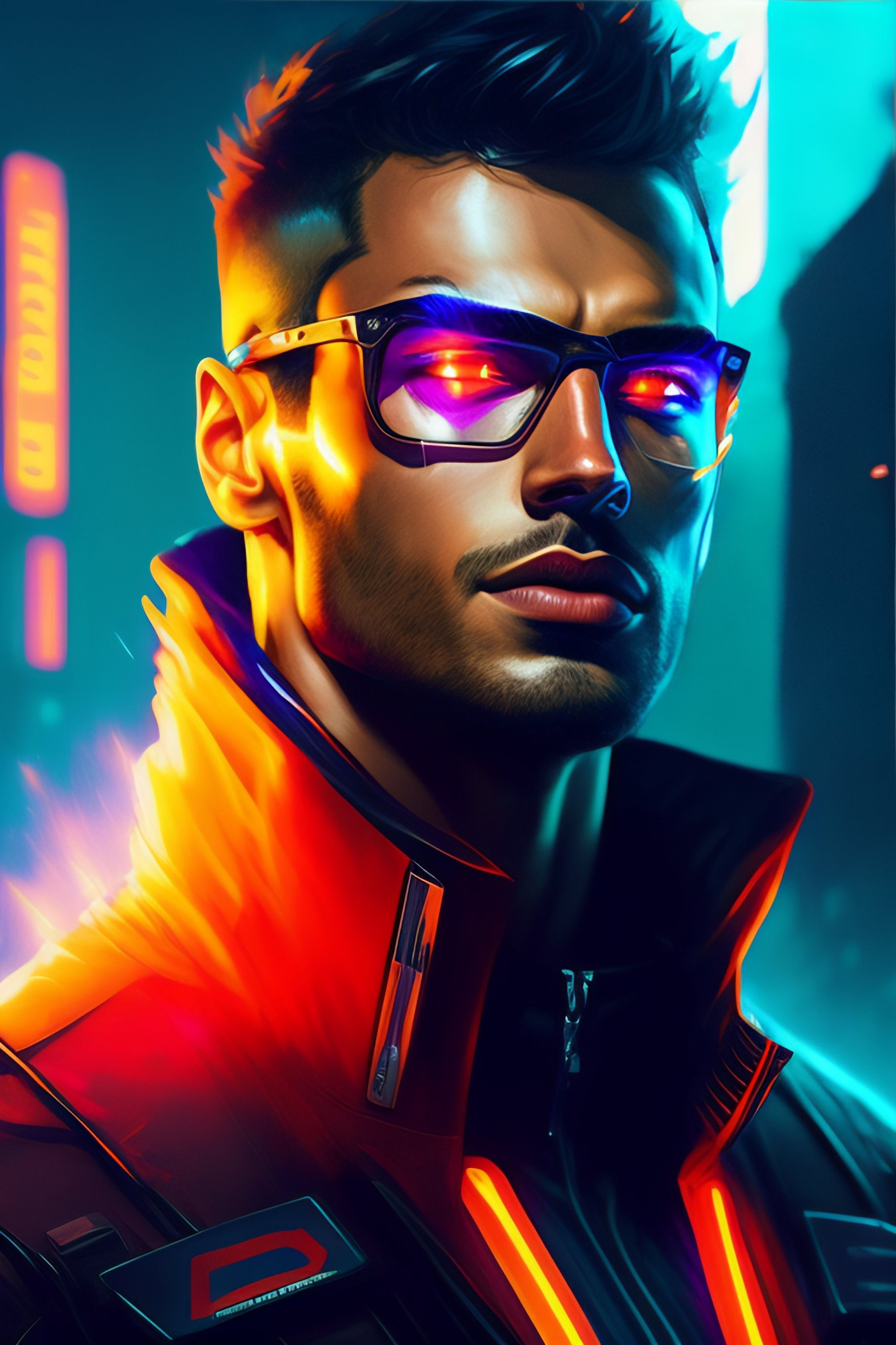 Wallpaper #-63cMZMBKf019FdaOxFD14 Lexica Theo James as Cyclops and Ana De Armas Cyberpunk Futuristic