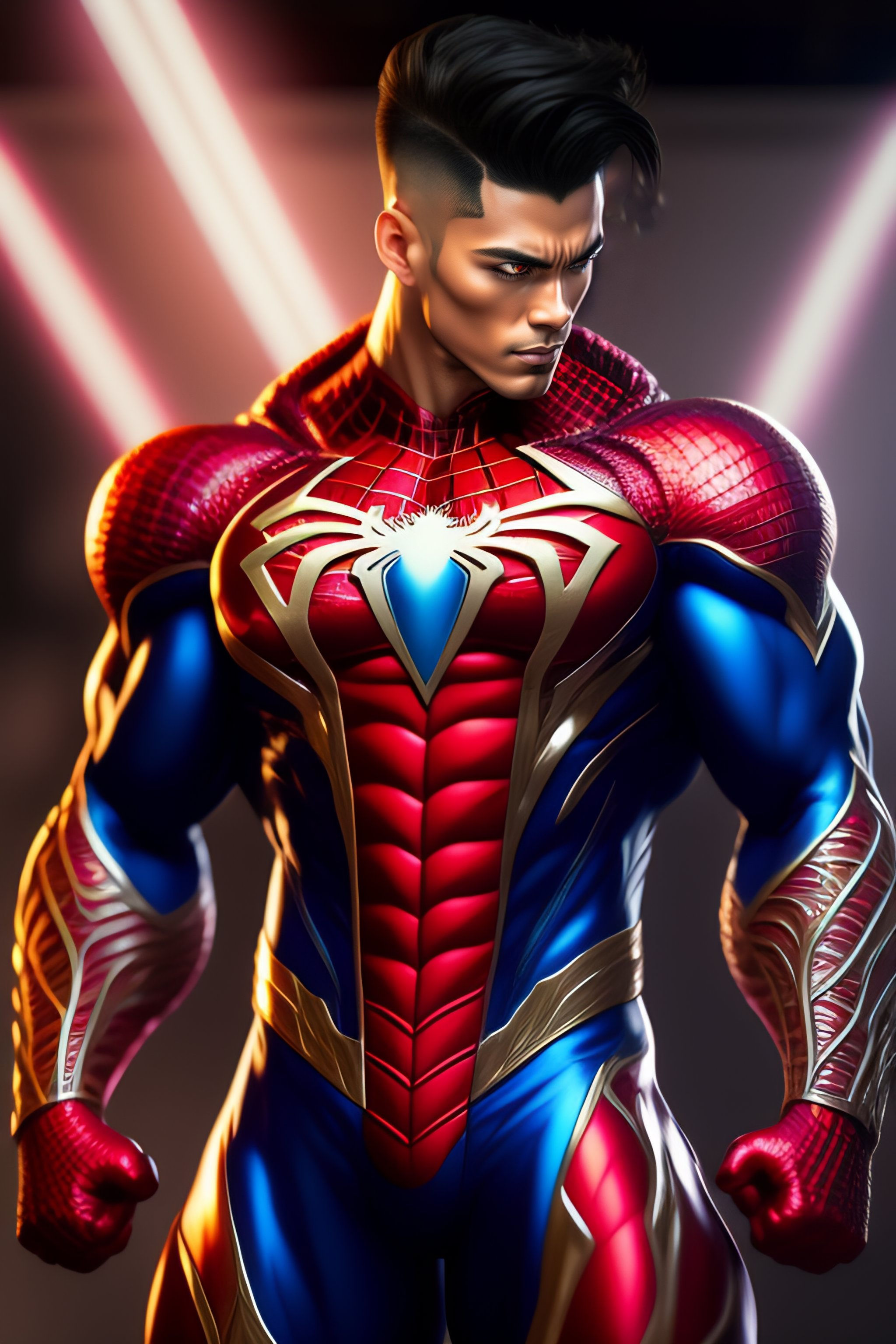 Wallpaper #hkCjMJMBJhL2WPbamMLi7 Lexica Full Body Potrait of Super Muscular Spiderman Anime Version