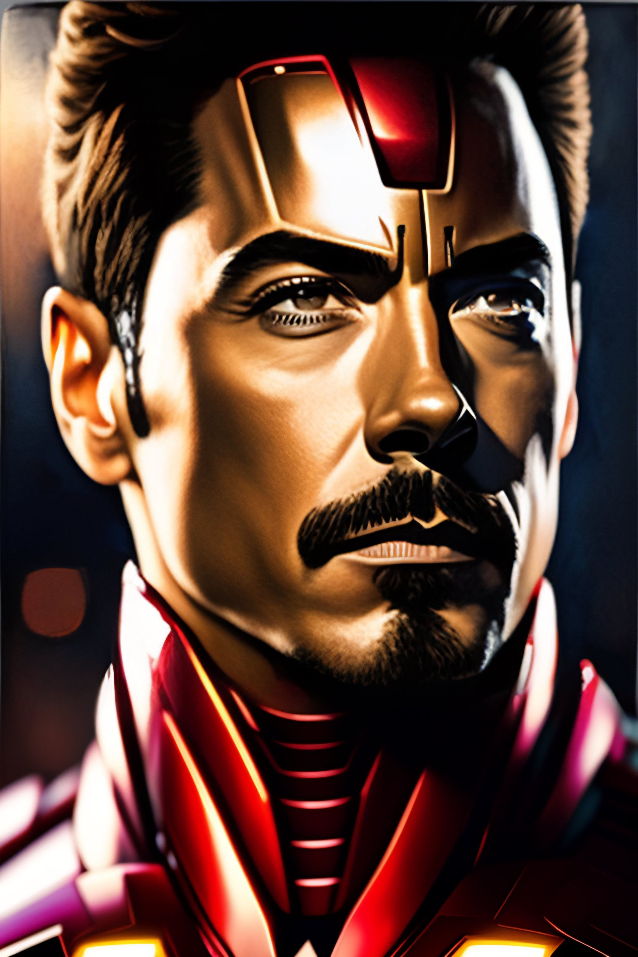 Wallpaper #OaWdOJMBVBiSkHCa5I7X225 Lexica a Close Up Portrait of Ironman Right Half of Face is Ironman