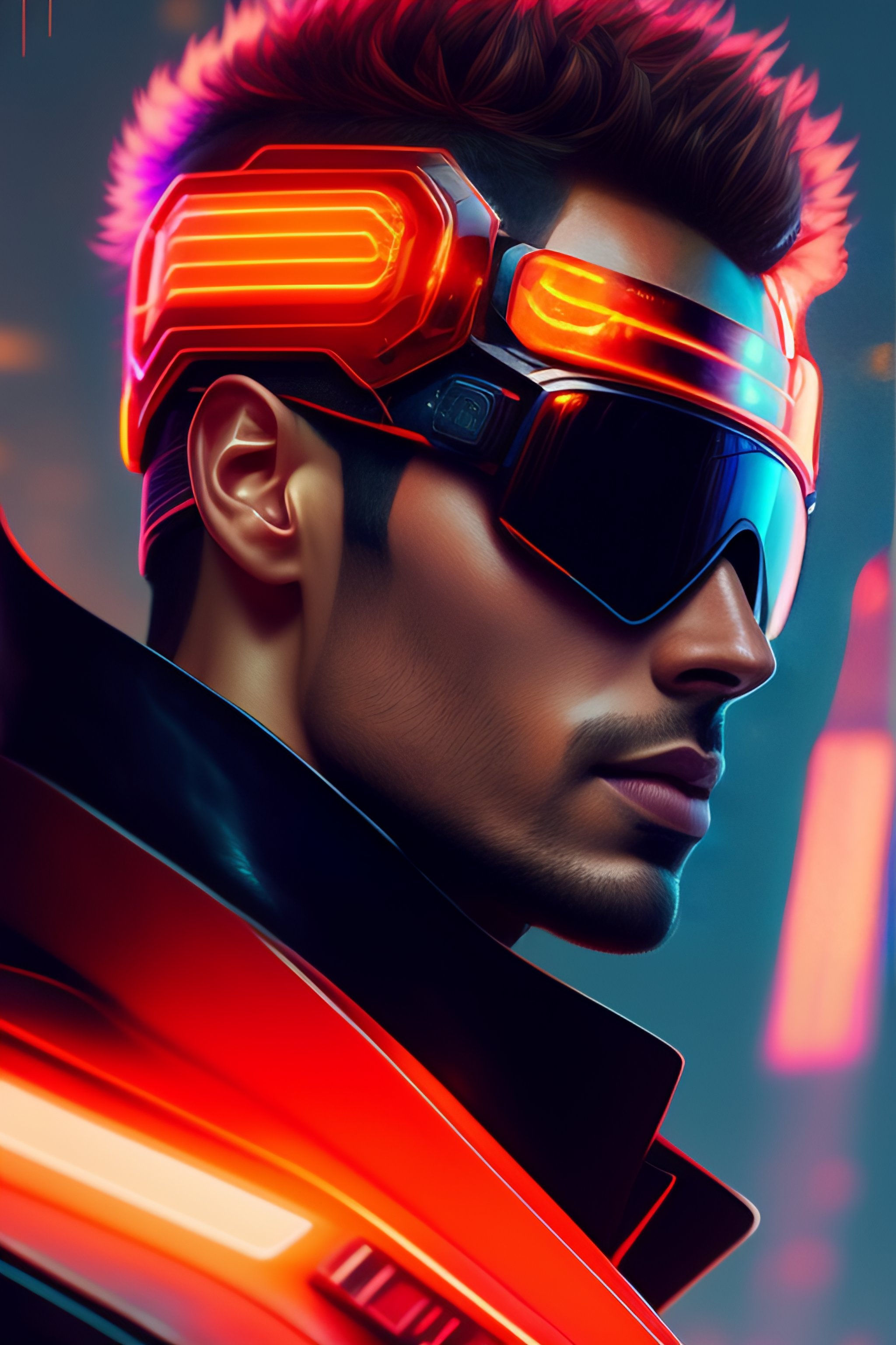 Wallpaper #-63cMZMBKf019FdaOxFD3 Lexica Theo James as Cyclops Cyberpunk Futuristic Neon Decorated