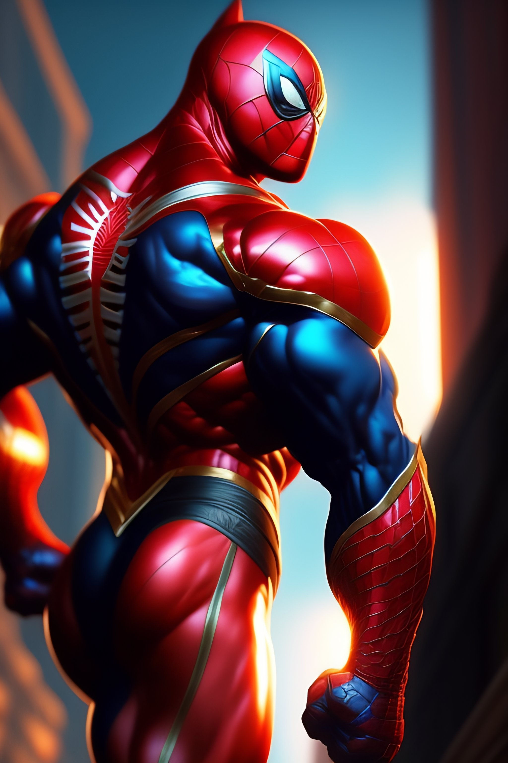 Wallpaper #hkCjMJMBJhL2WPbamMLi4 Lexica Muscular Spidermanlighting Cinematic Establishing Shot