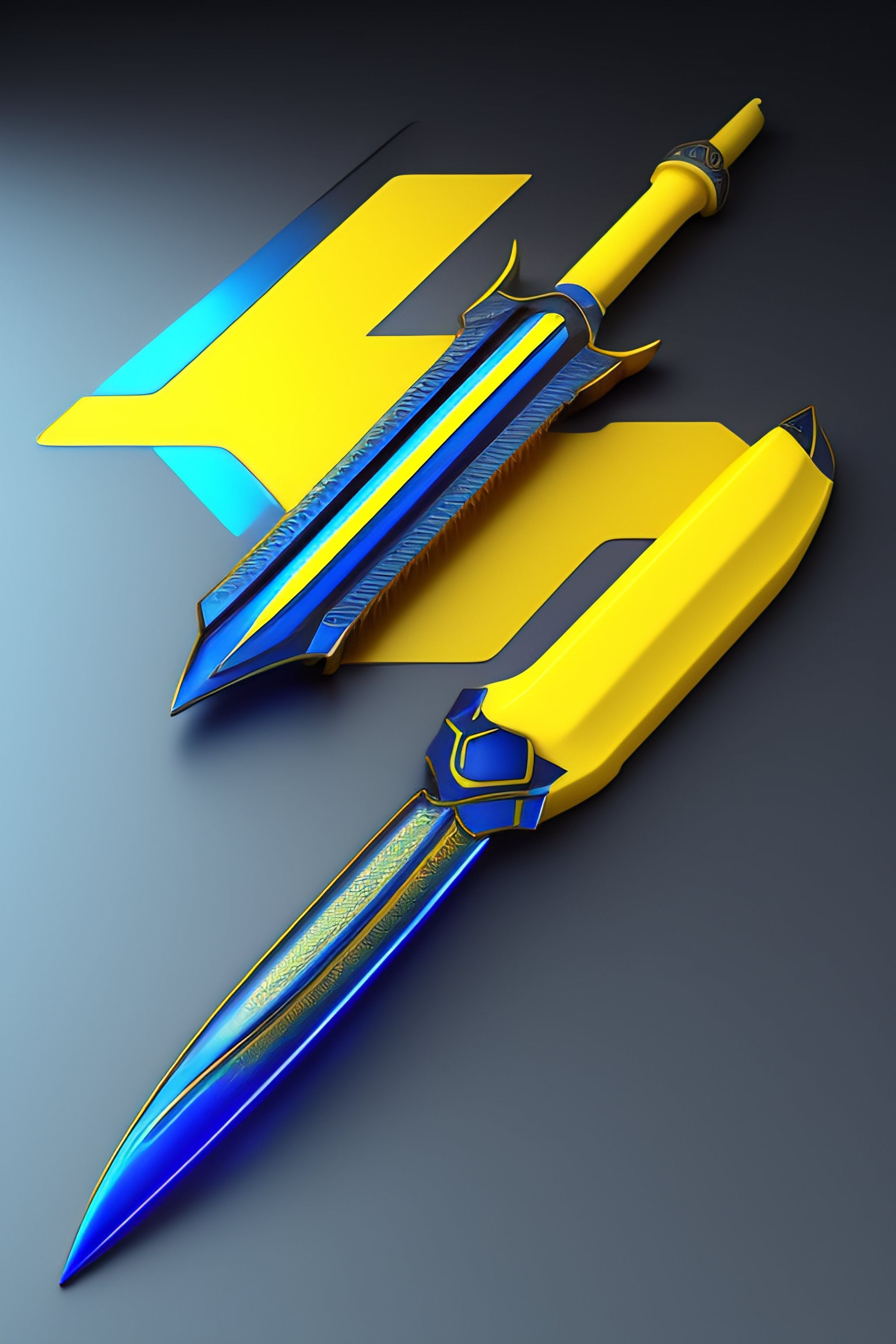 Wallpaper #qQMaZJMBpyOg8YnEmtao246 Lexica Futuristic Blade Runner Themed Yellow and Blue Sword Concept Art