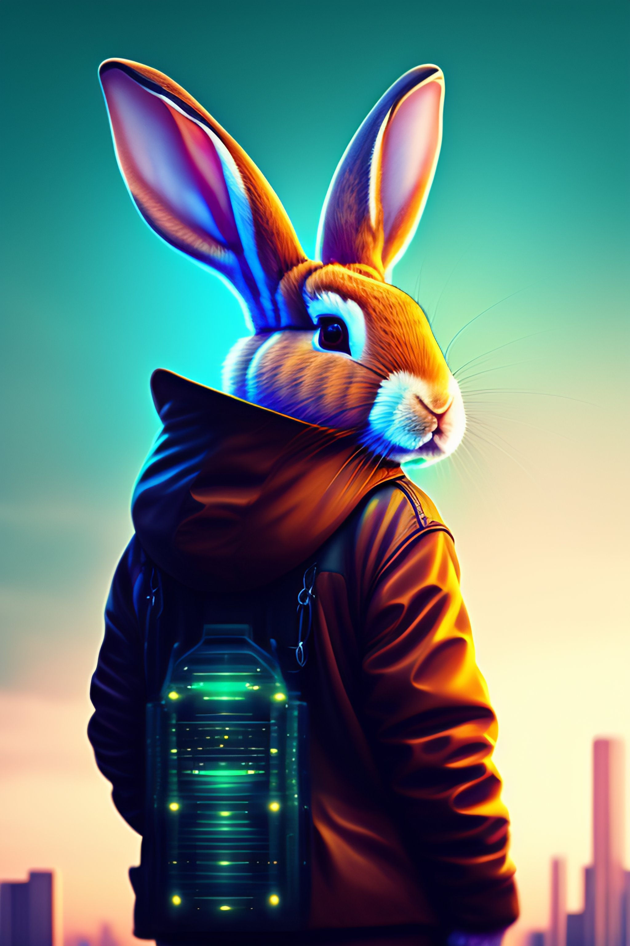 Wallpaper #qa3MMZMBKf019FdaUxGB268 Lexica Rabbit Cyberpunk