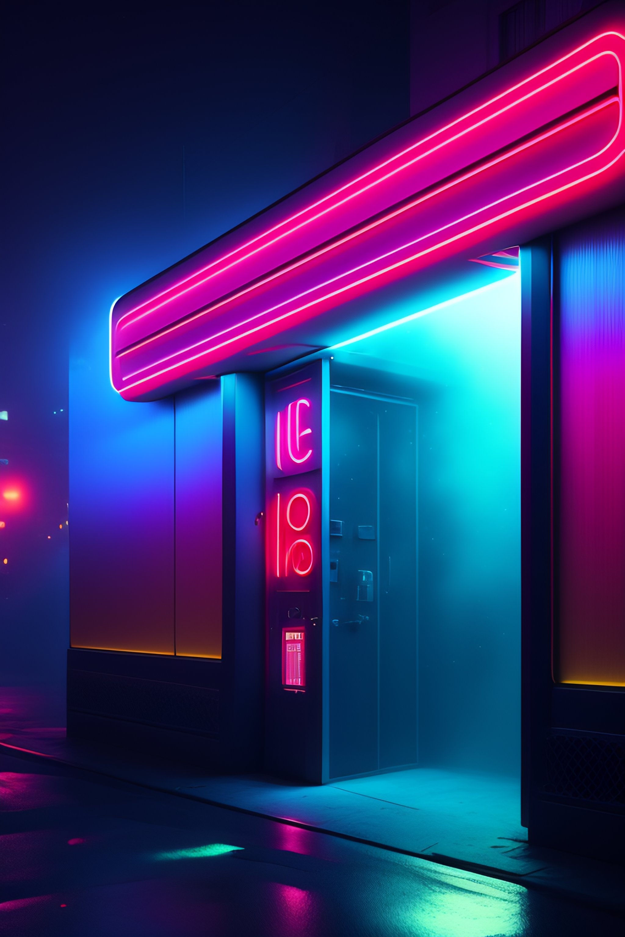 Wallpaper #32gqF5MBSpphPi3-sA2h204 Lexica Entrance to a Disco Club in New York with a Neon Sign at