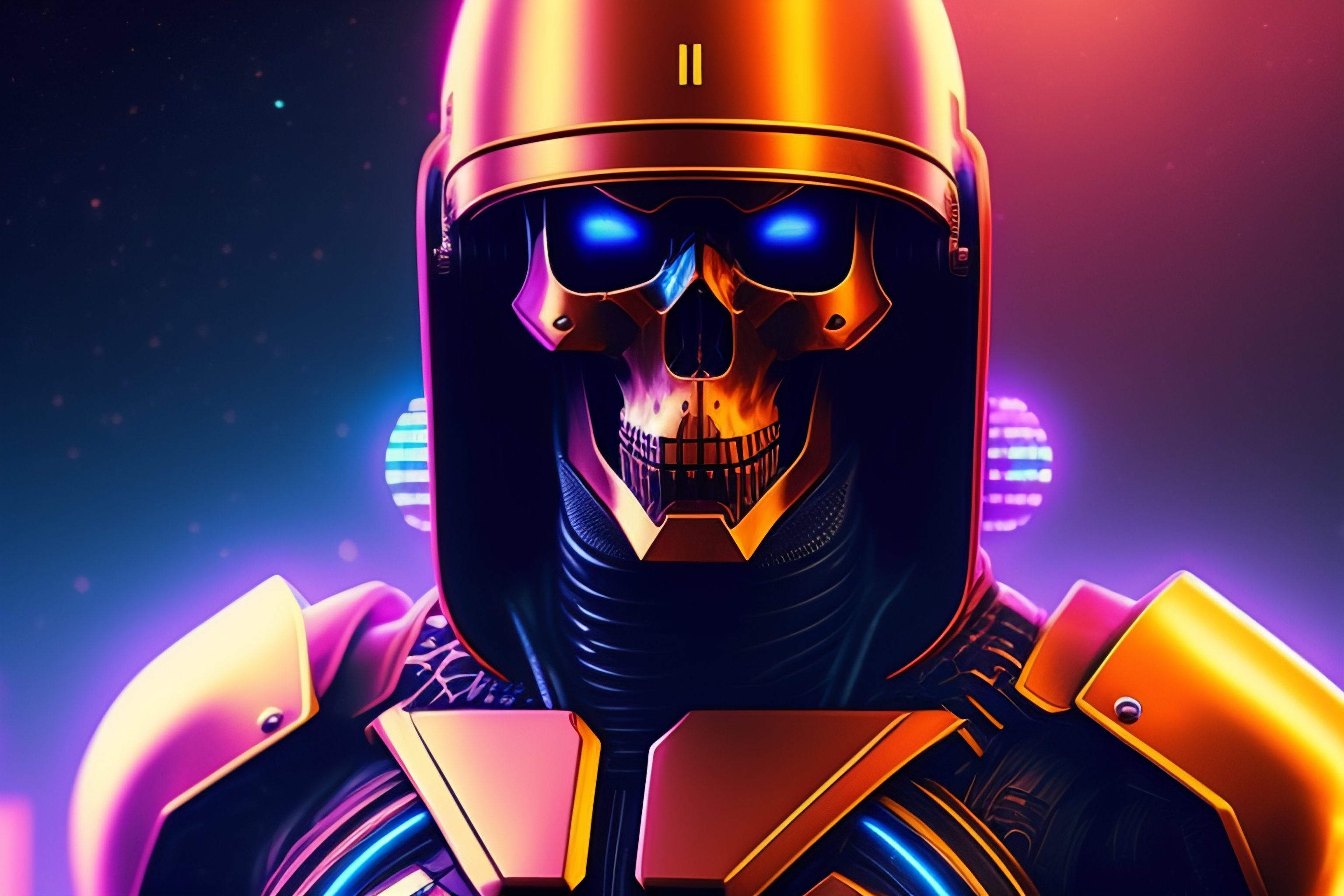 Wallpaper #Ind-JpMB-pgBXx60eKKf27 Lexica 80s Cyberpunk Propaganda Poster Robot Male Skull Aurabesh