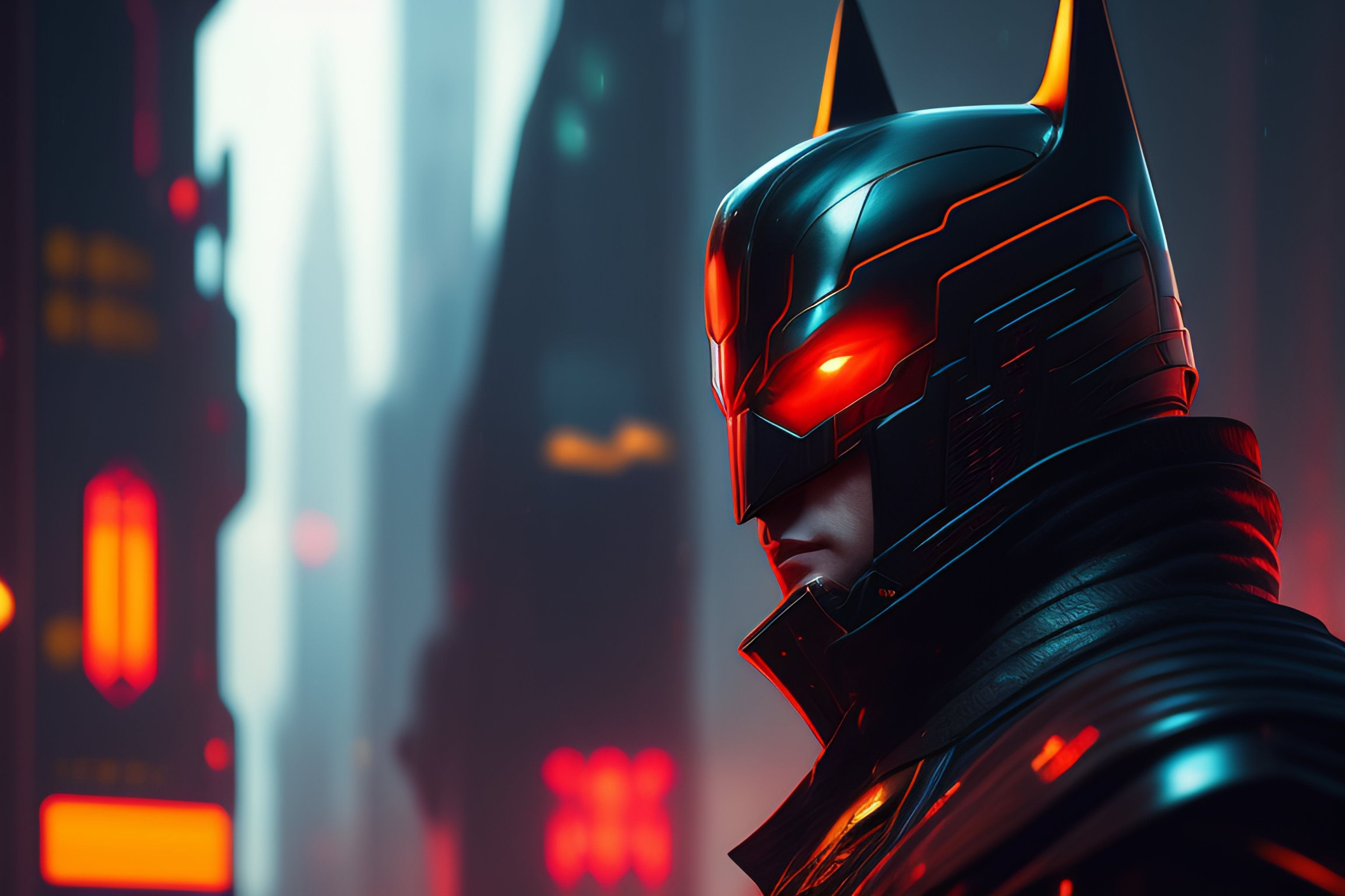 Wallpaper #XWjJFZMBSpphPi3-dQmb188 Lexica Cyberpunk Batman Red Symbol Futuristic Brush Strokes