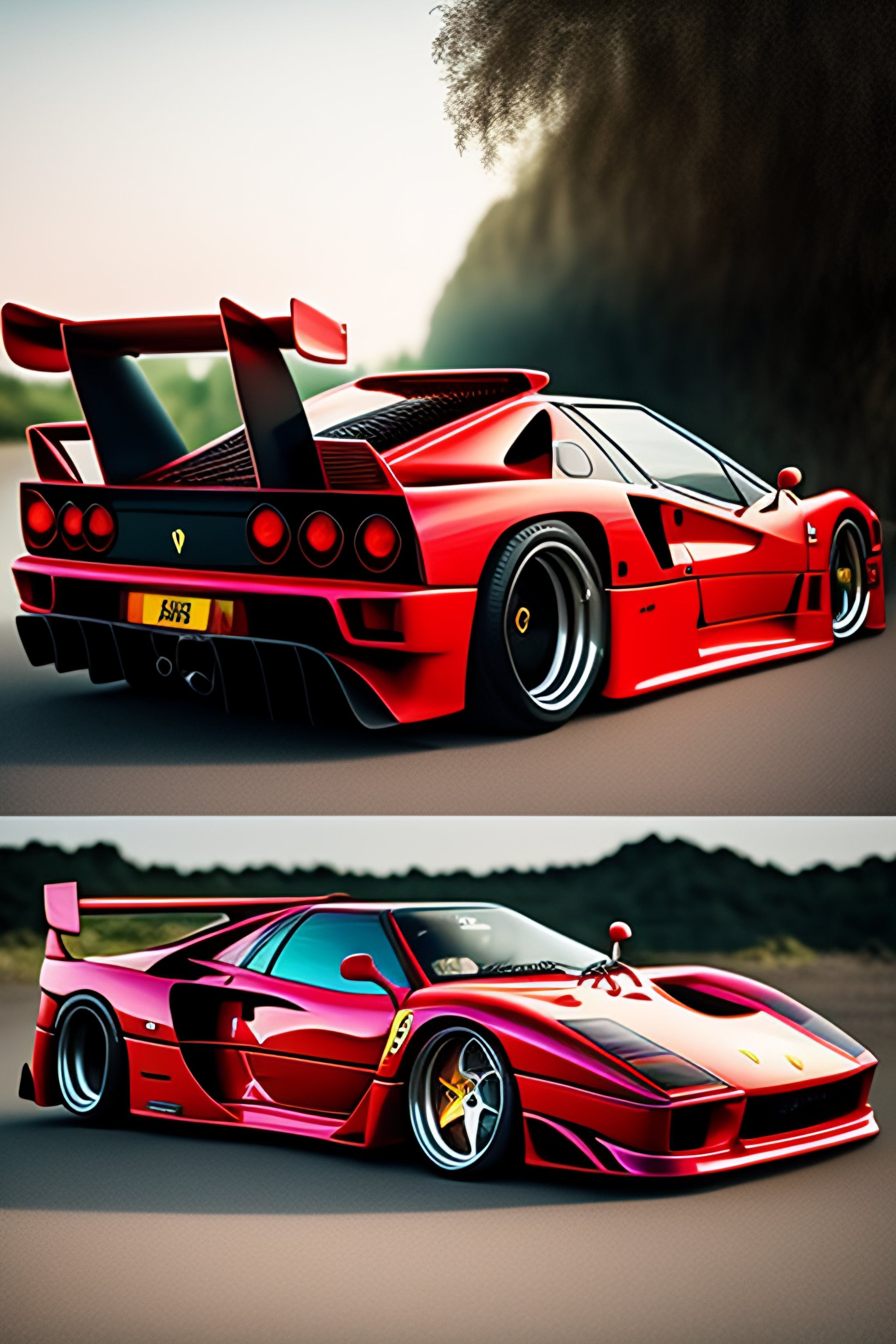 Wallpaper #K3OBh44BFI5NbQksaSEI19 A Red Ferrari F40 with a Large Rear Wing