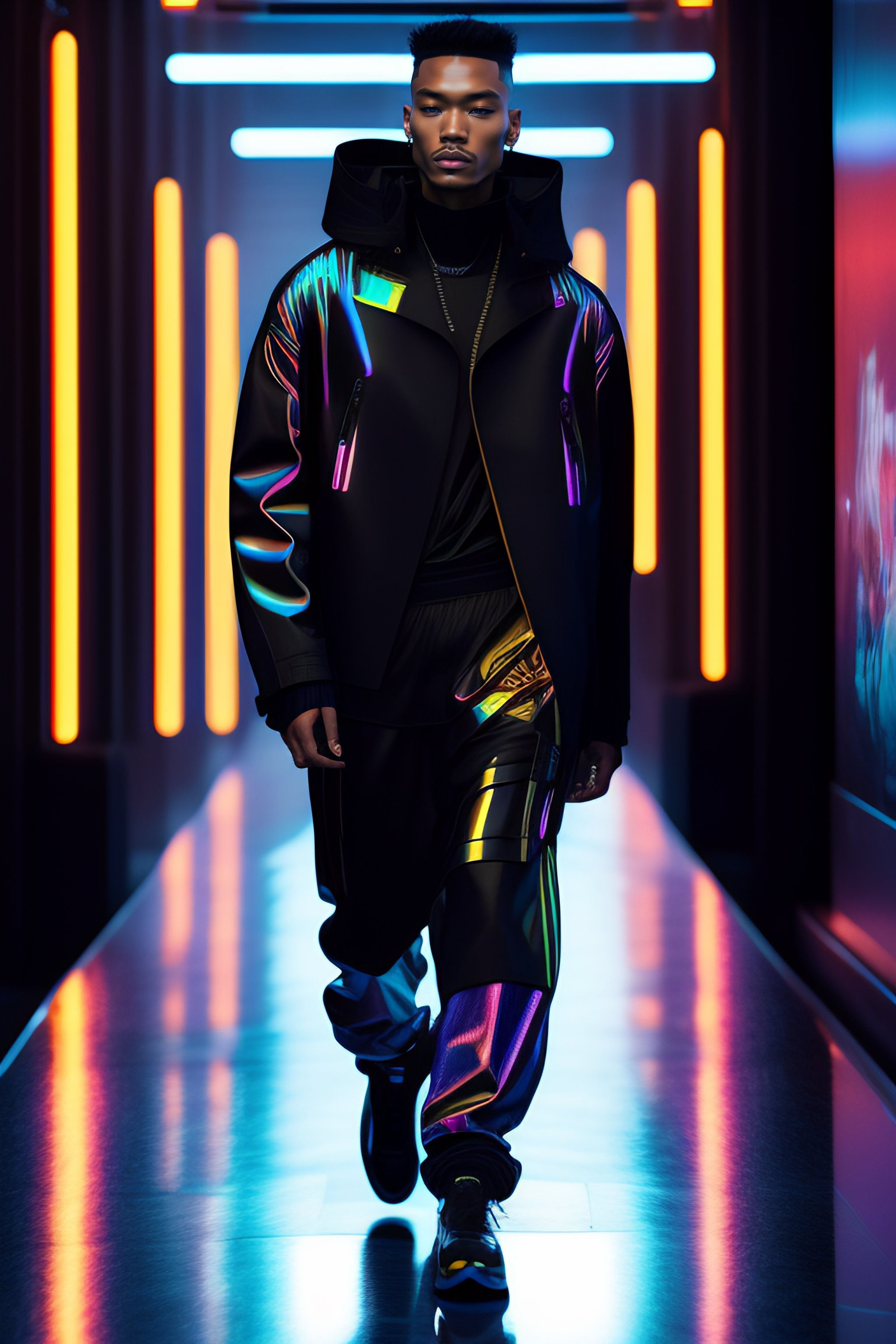 Wallpaper #kupIU5MBlwTYPL18XQoi77 Lexica Male Cyberpunk Techwear Streetwear Look and Clothes We Can