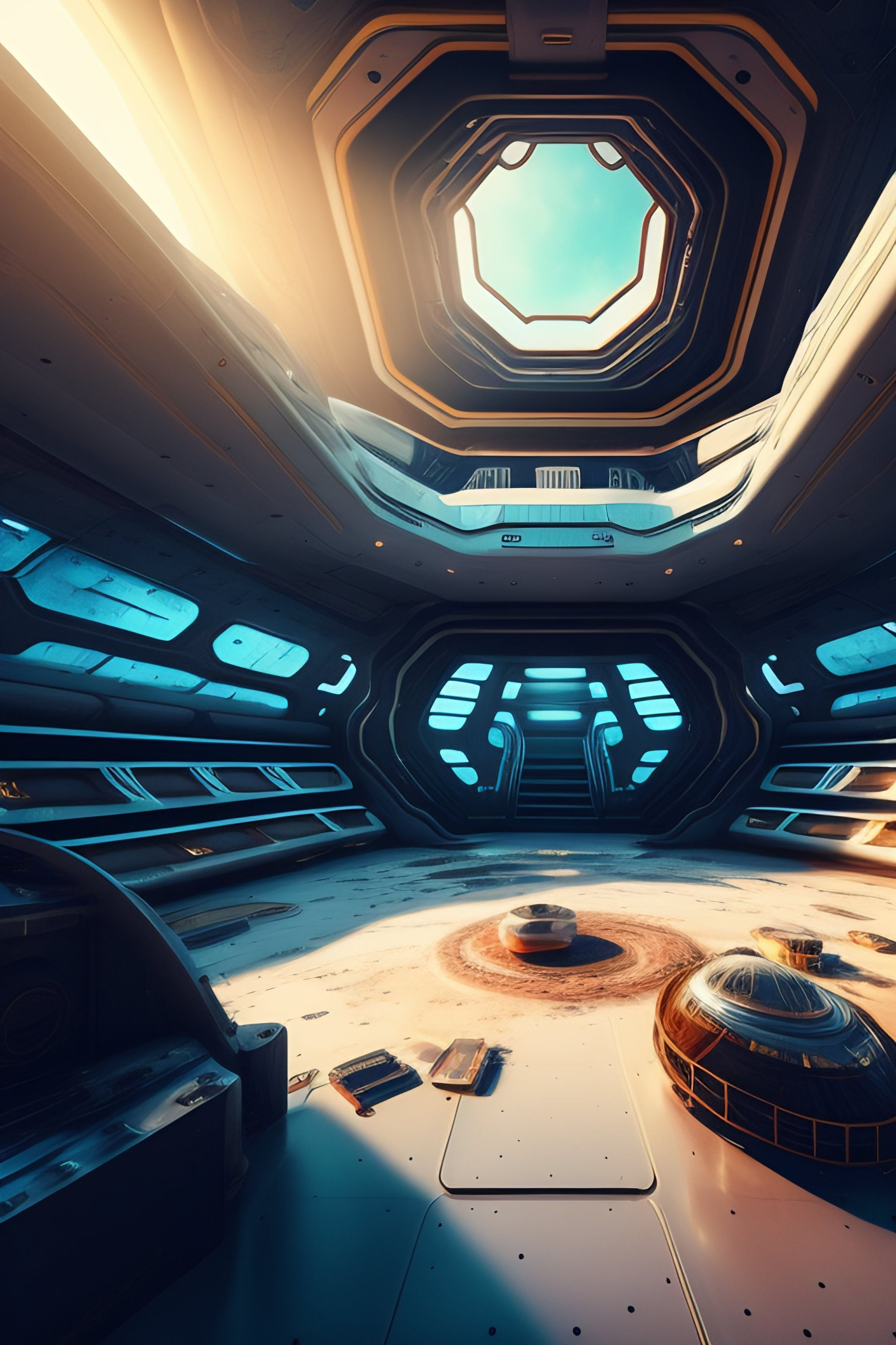 Wallpaper #8miAIJMBSpphPi3-mS3Z51 Lexica Interior of a Massive Derelict Spaceship