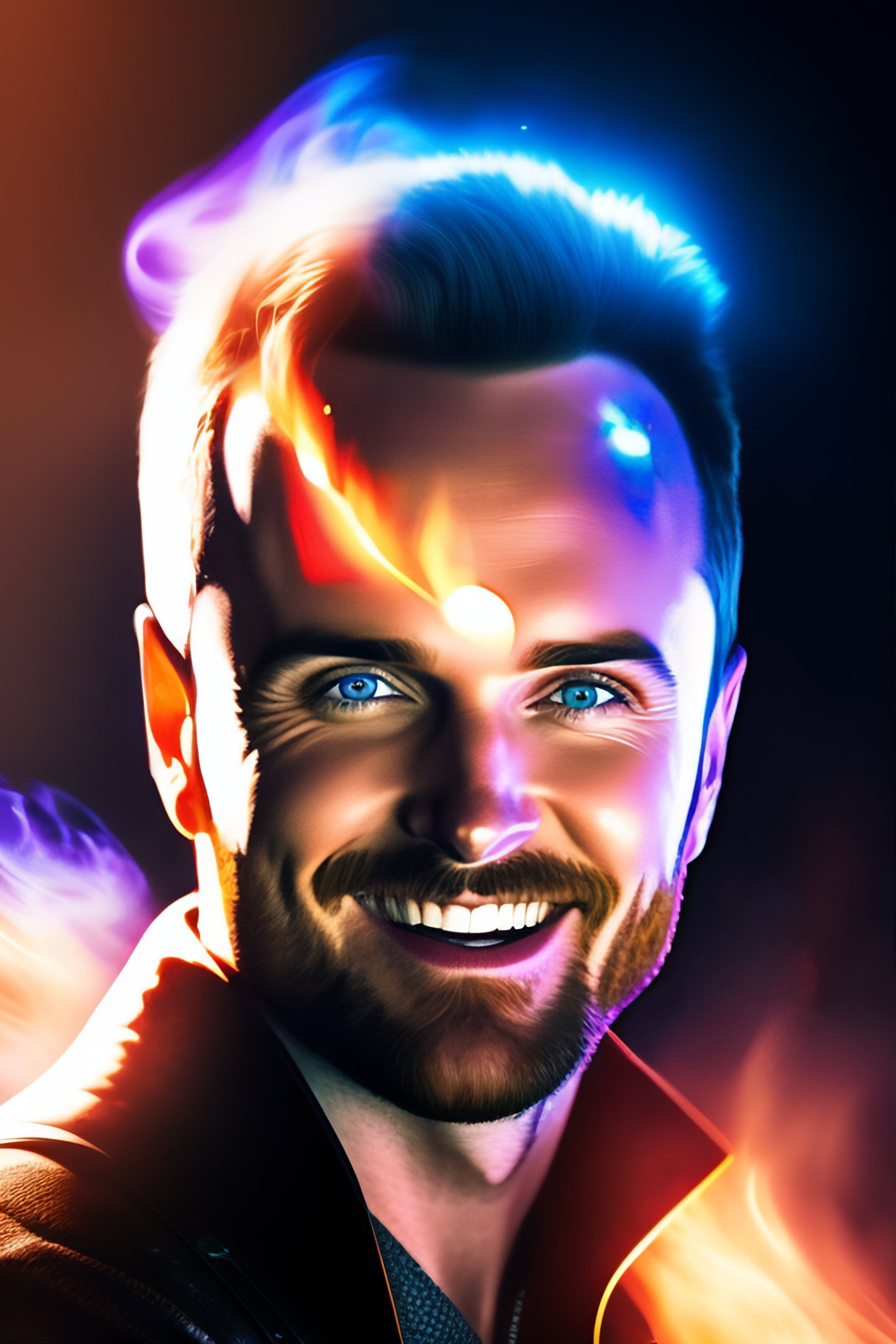 Wallpaper #TmchBJMBSpphPi3-e7at240 Lexica Aaron Paul with Magical Powers and Glowing Eyes Laughing with