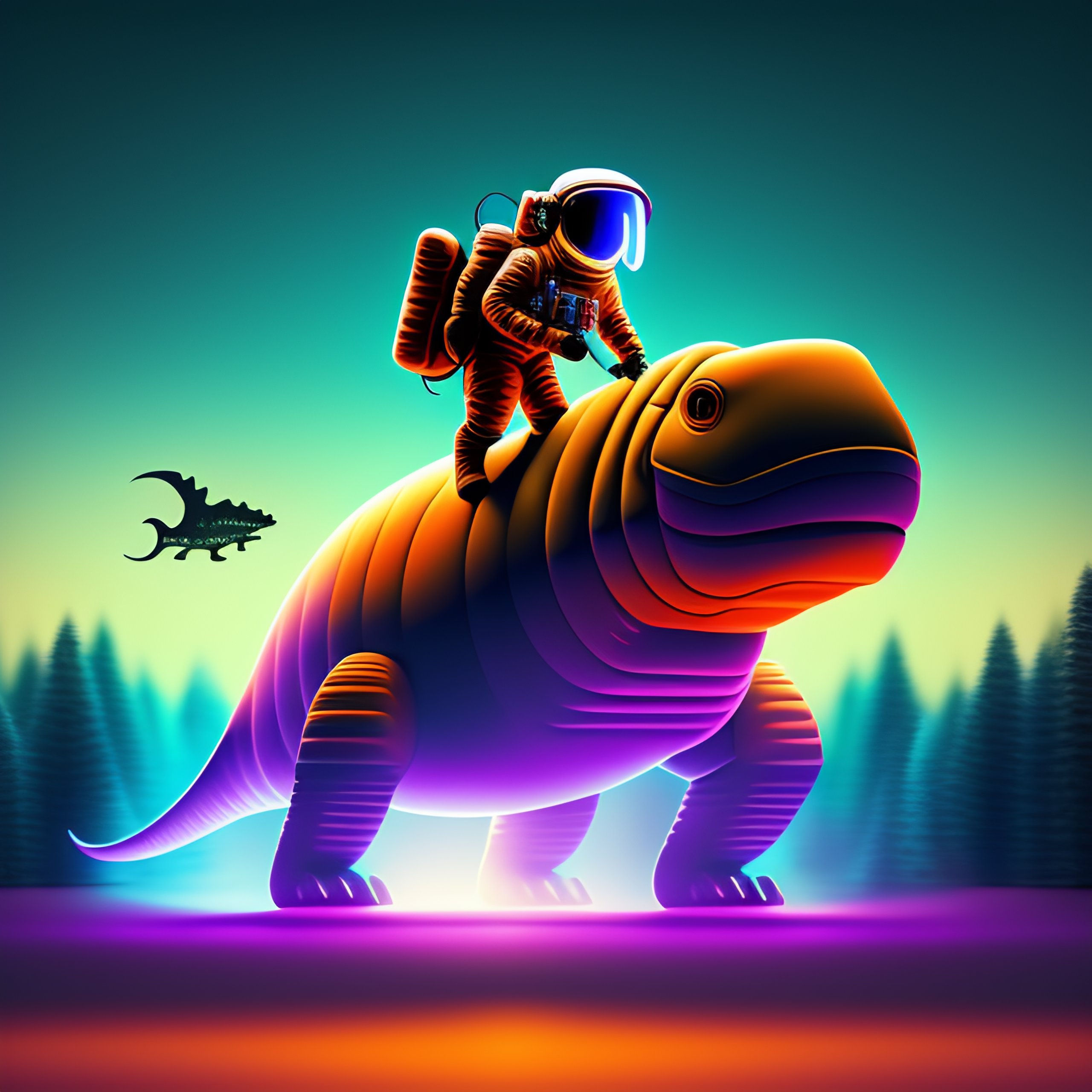 Wallpaper #YjGbNZMB5zzyi_yY1Fda175 Lexica Astronaut vs Dinosaur 4K Walppaper Sof Light Nostalgia