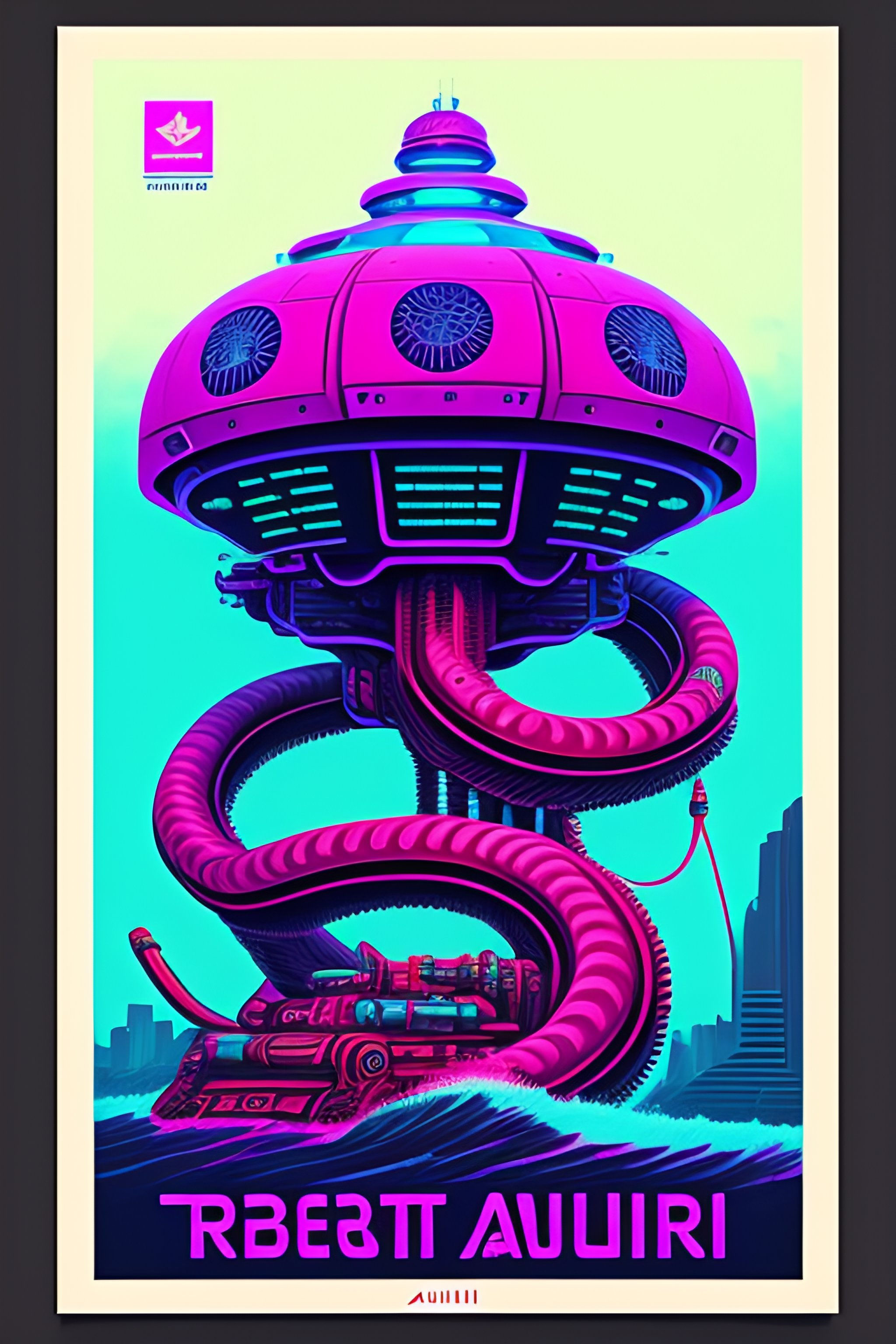 Wallpaper #Ind-JpMB-pgBXx60eKKf3 Lexica 80s Cyberpunk Propaganda Poster Robot Octopus Aurabesh