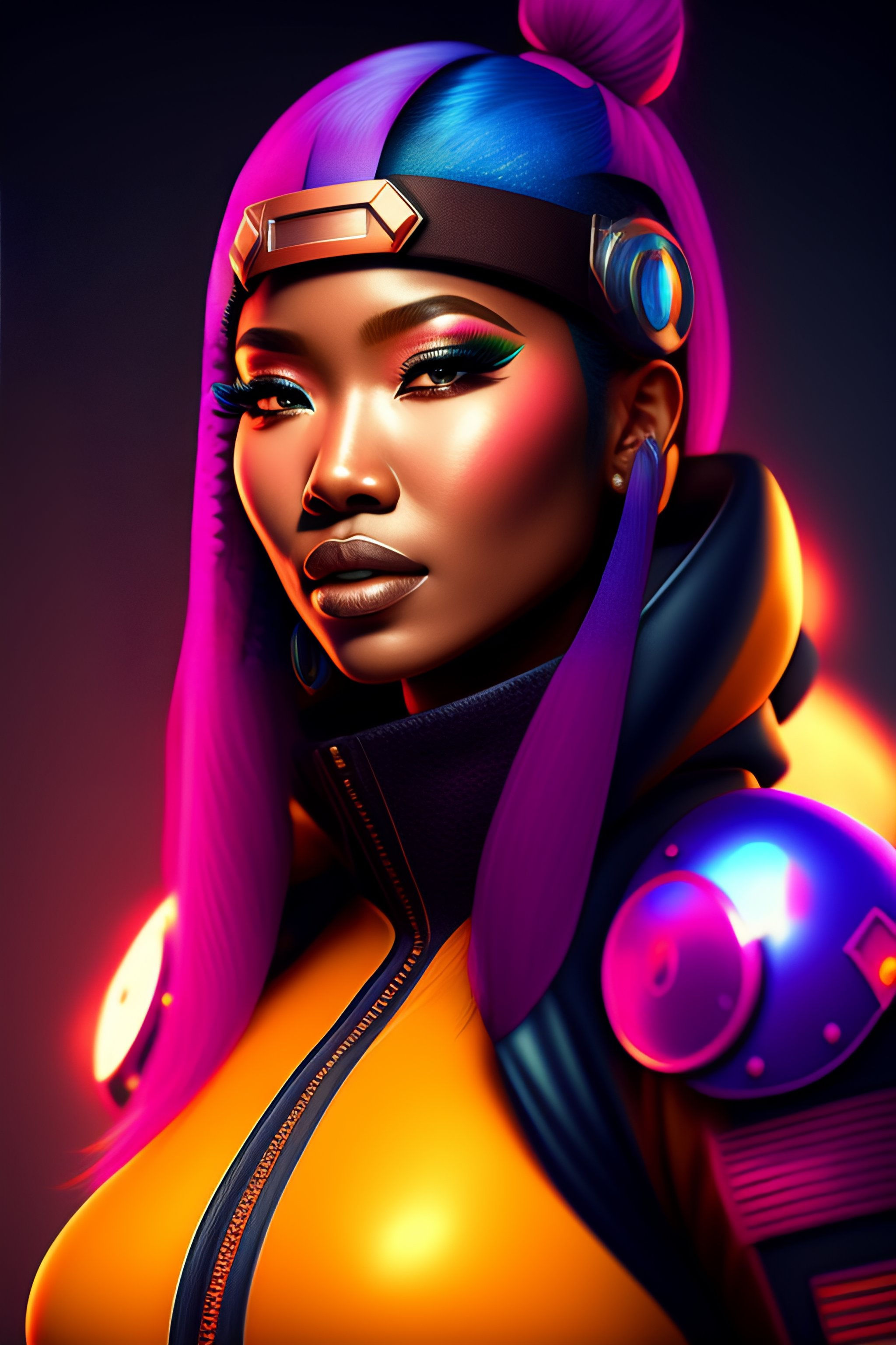 Wallpaper #Lx1VLZMBlOZrFDOk_dAO167 Lexica Nicki Ninaj as a Portrait of a Cyberpunk Cyborg Ninja Third