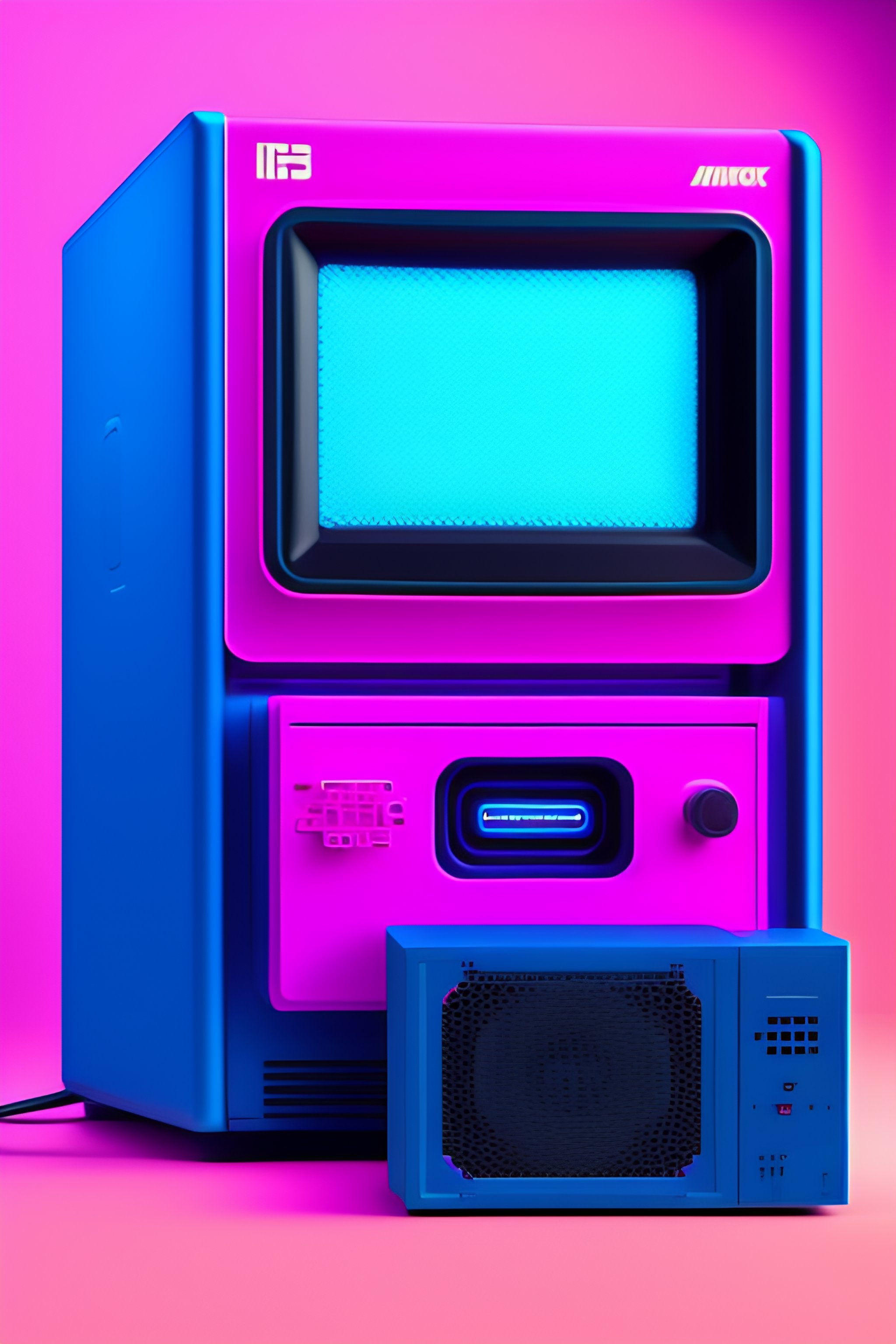 Wallpaper #42exDJMBSpphPi3-h9_r60 Lexica Blue and Pink Computer Style 80s Pixel Art Gaming