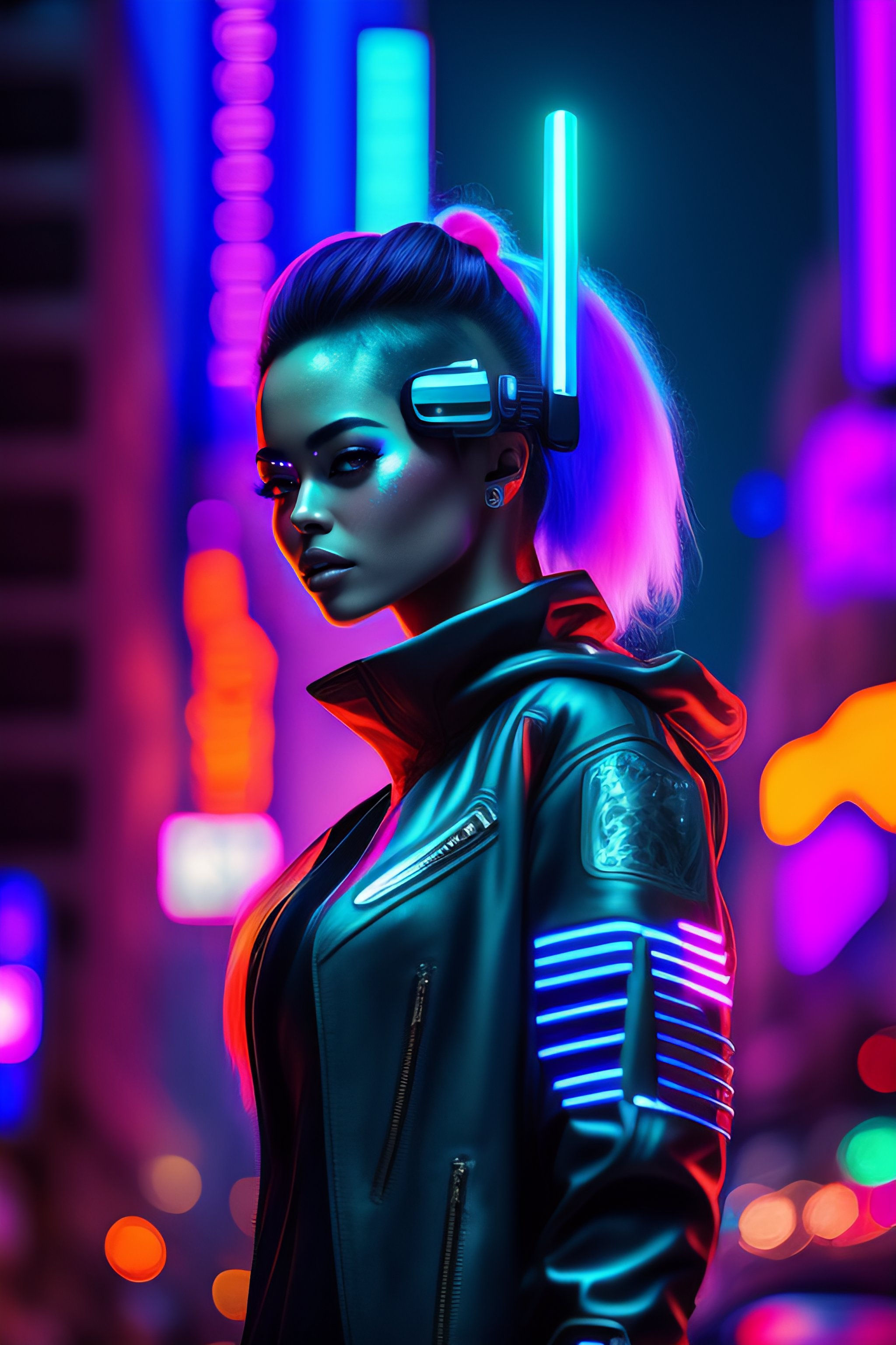 Wallpaper #fLyFO5MBMDFIMcjN7X9M68 Lexica Cartoon Cyberpunk Robot Hyperrealistic Surrealism Neon