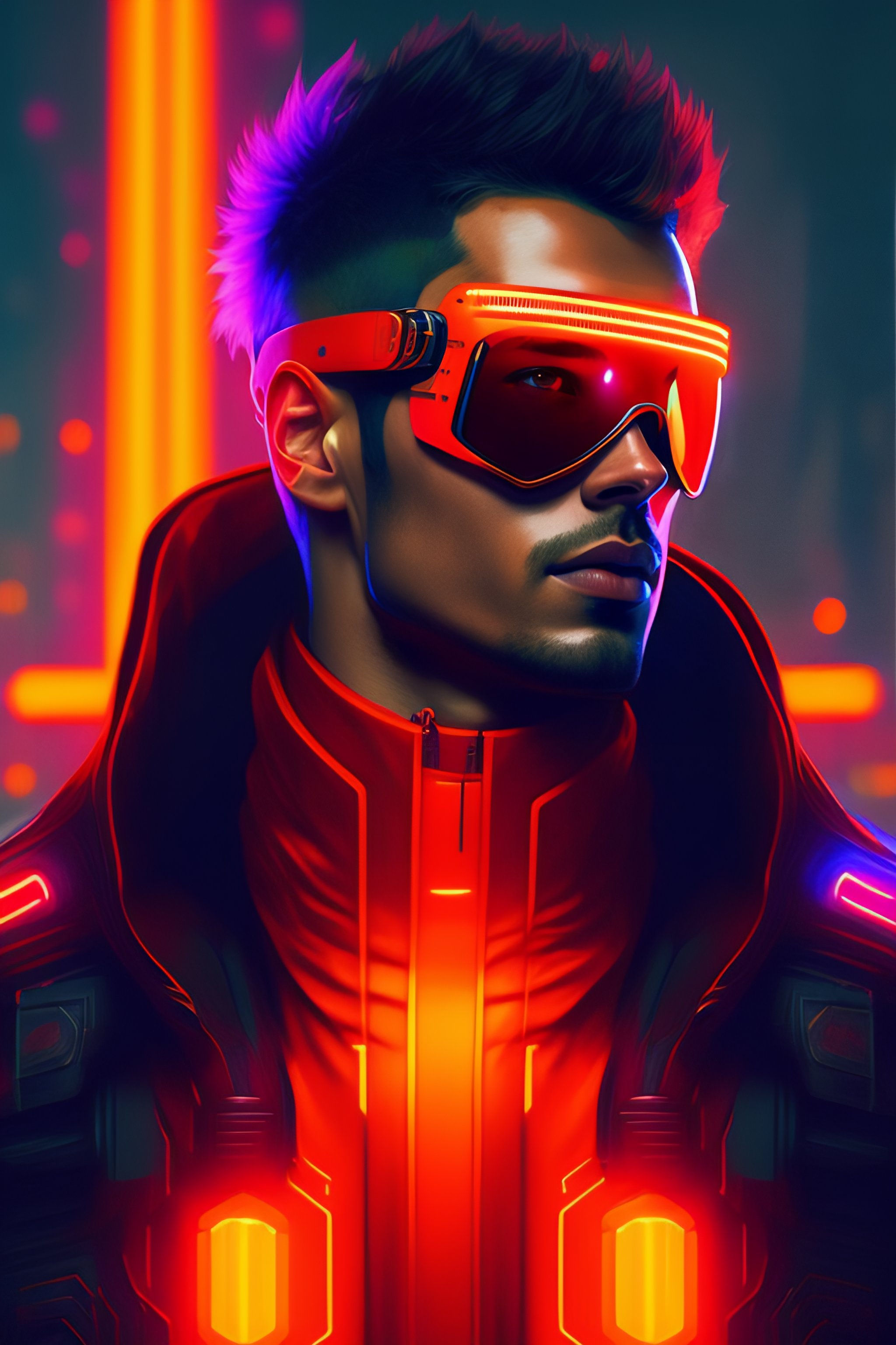 Wallpaper #-63cMZMBKf019FdaOxFD6 Lexica Theo James as Cyclops Cyberpunk Futuristic Neon Decorated