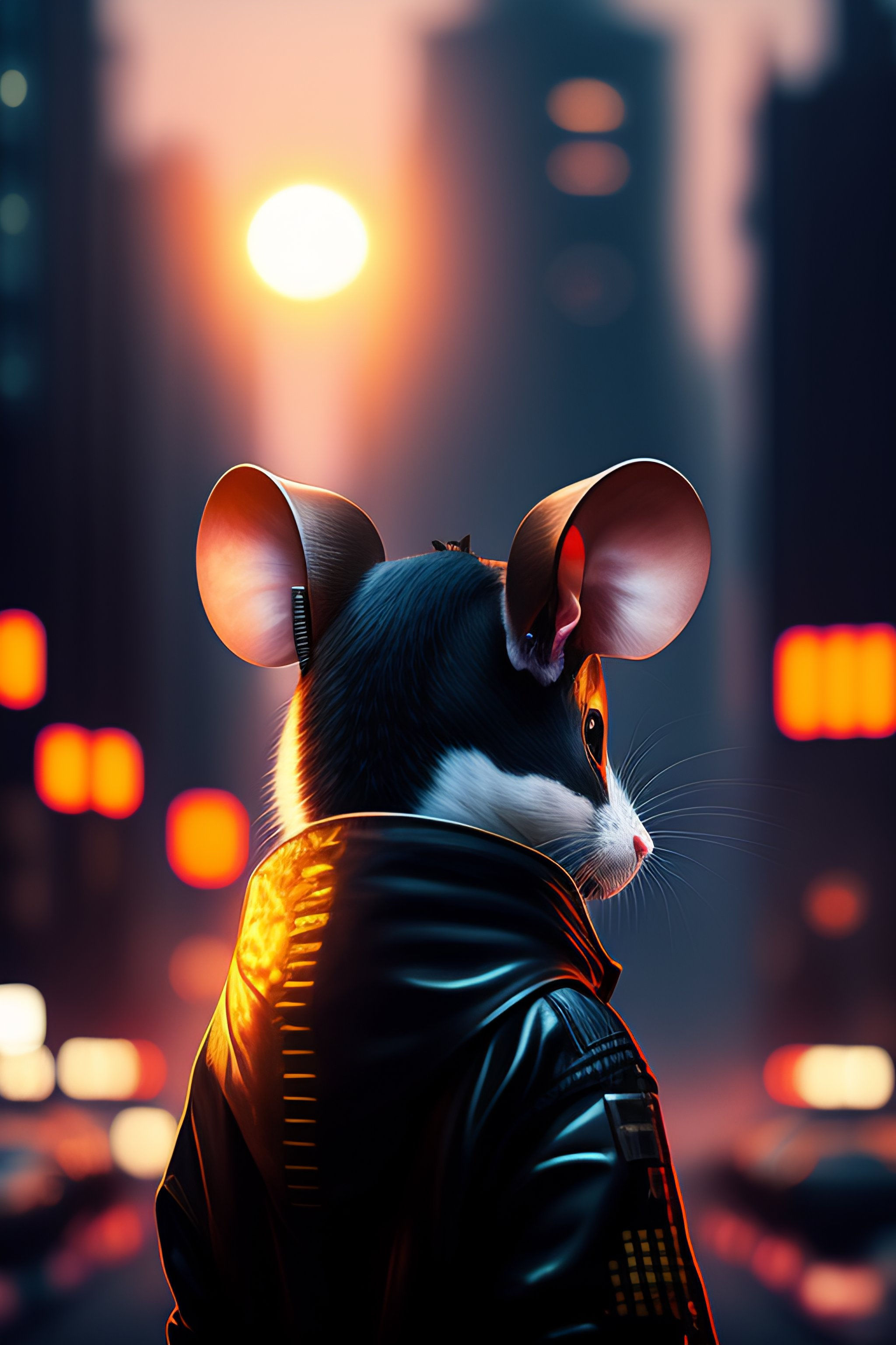 Wallpaper #jKeiMpMBlSzal8H1ONuh190 Lexica Cyberpunk Mouse on a Rollerball Mirror Eye Implants Black