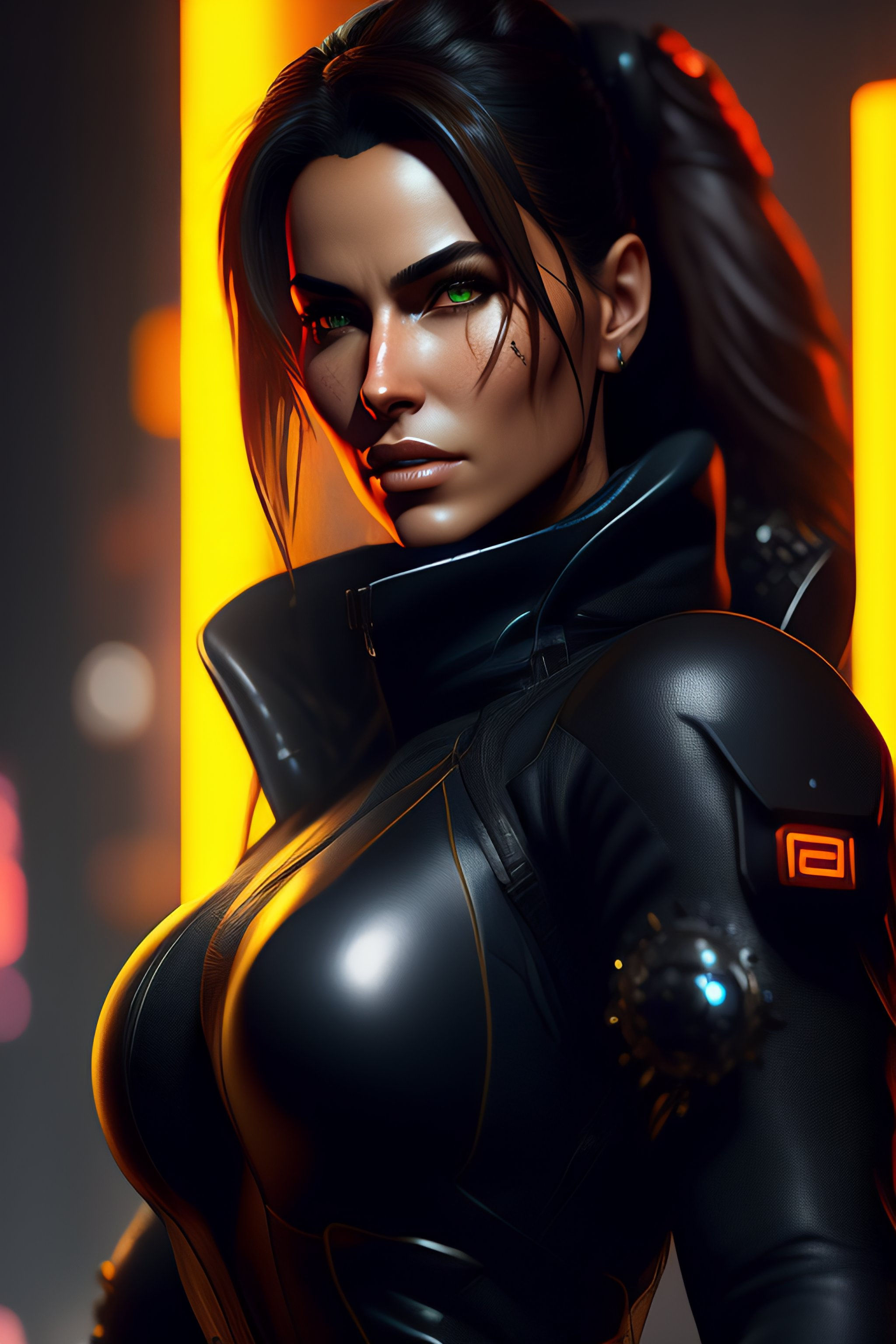 Wallpaper #Fe8FTZMBMN-XEVvVuT-n112 Lexica Lara Croft Cyberpunk Ninja Tech Armor Concept Art