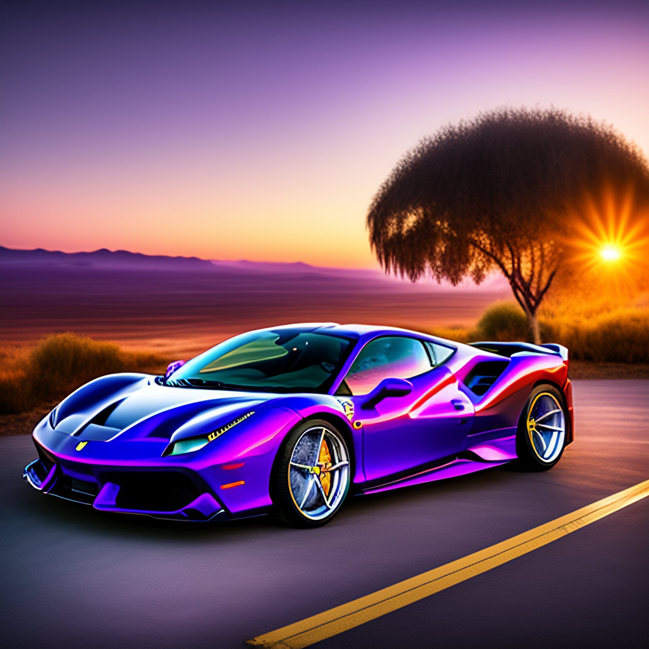 Wallpaper #90UEkY4B7YBJg1BVu50W3 Lexica Ferrari 488 Purple Wallpaper