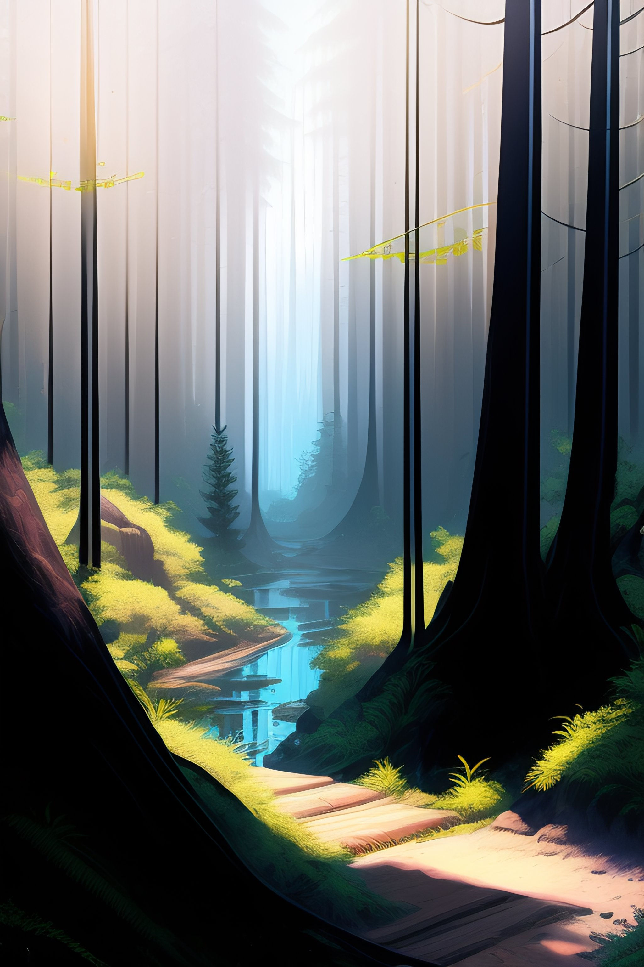 Wallpaper #dkWNj44B7YBJg1BVkp3G18 Lexica Magical Cyberpunk Forest Line Art