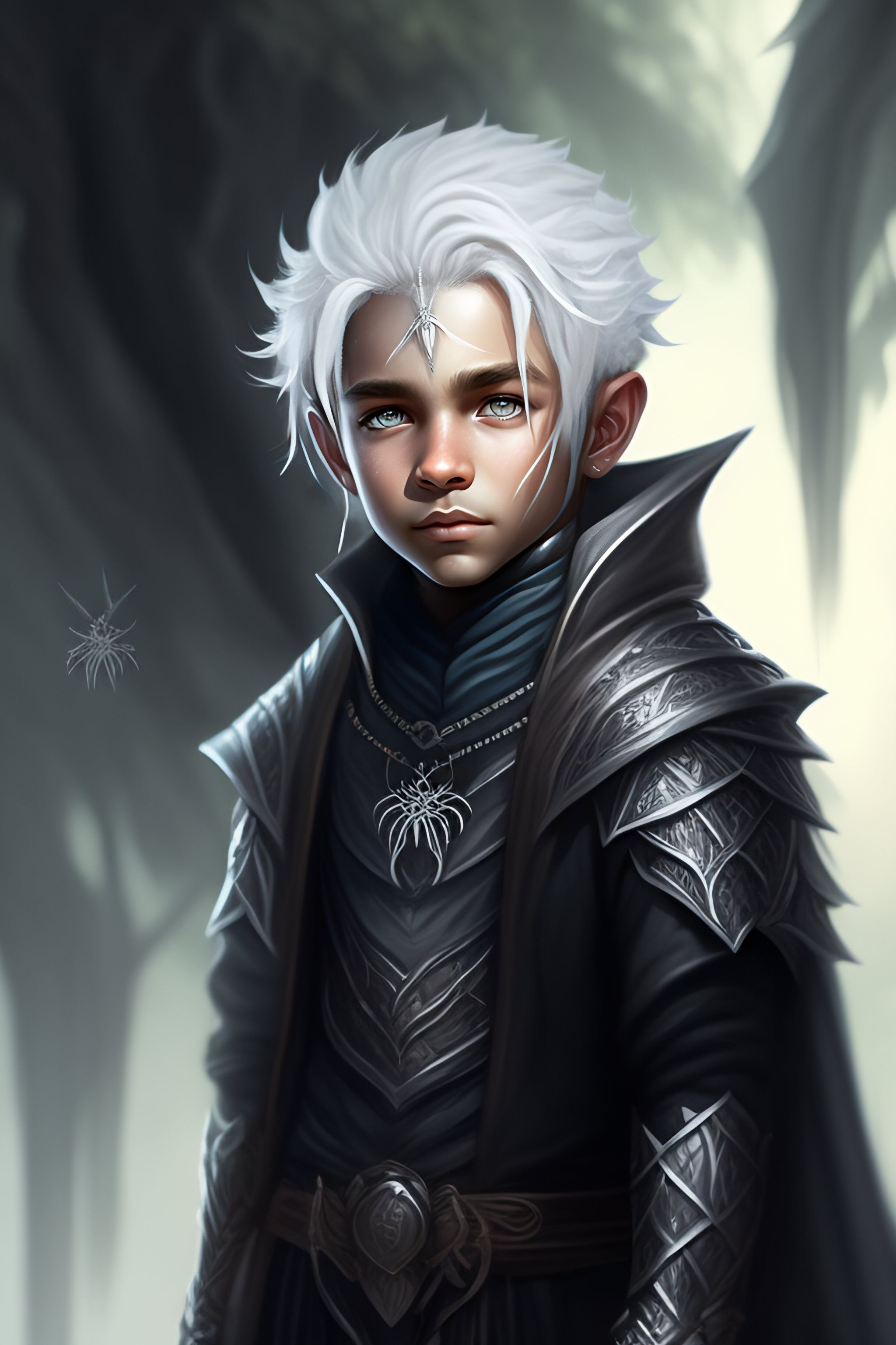 Wallpaper #HfSpOZMBKFX8bn3rAHe_357 Lexica Greyscale Dnd Character Art Young Drow Druid Boy Spider