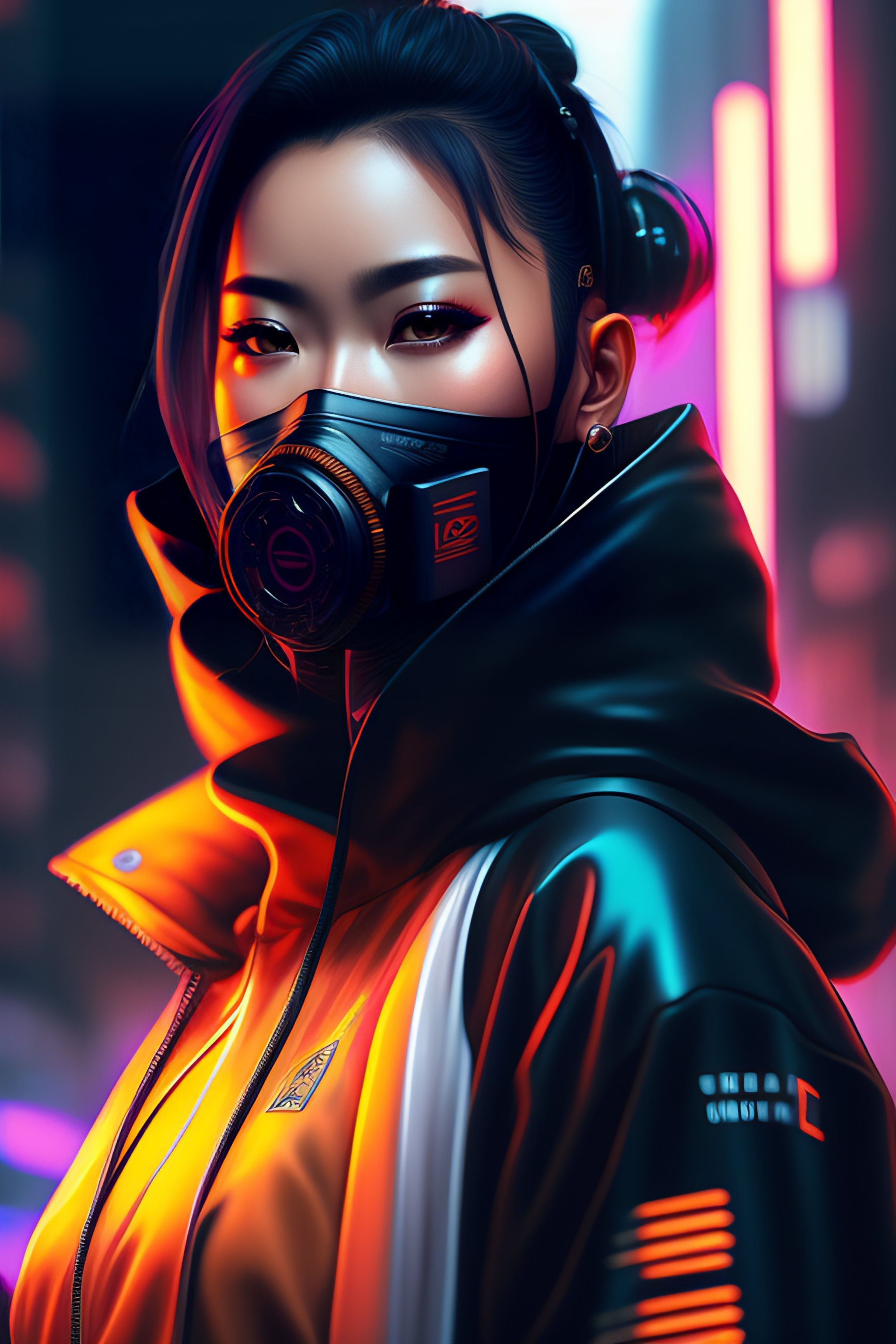Wallpaper #bH2h844Bnwiau_P60w0E7 Lexica Wearing Cyberpunk Intricate Streetwear Respirator Beautiful