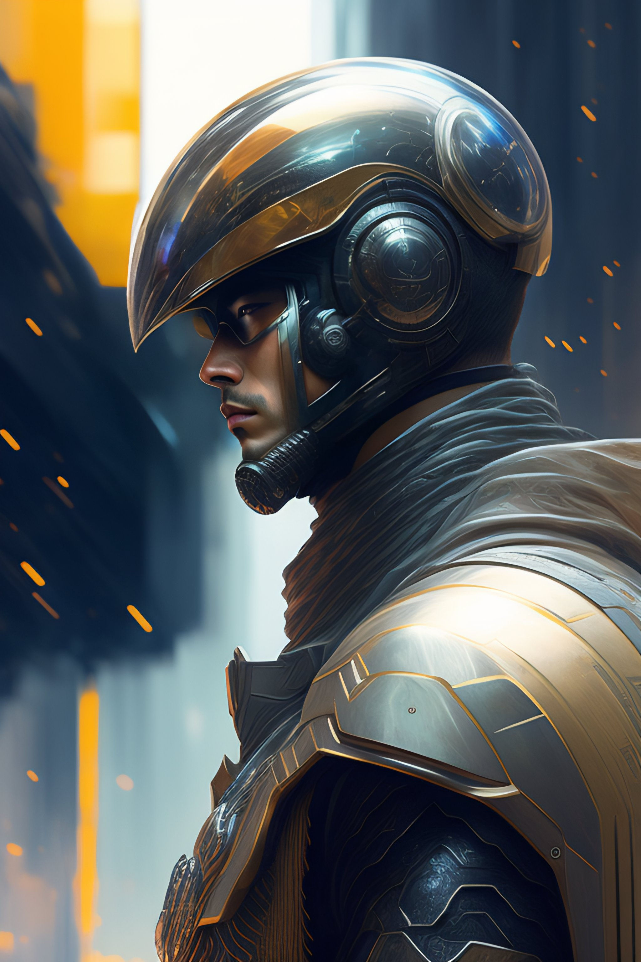 Wallpaper #2f-aZ5MB3lSXT3zUluJX40 Lexica Portrait of Futuristic Cybernetic Man with Cool Helmet and
