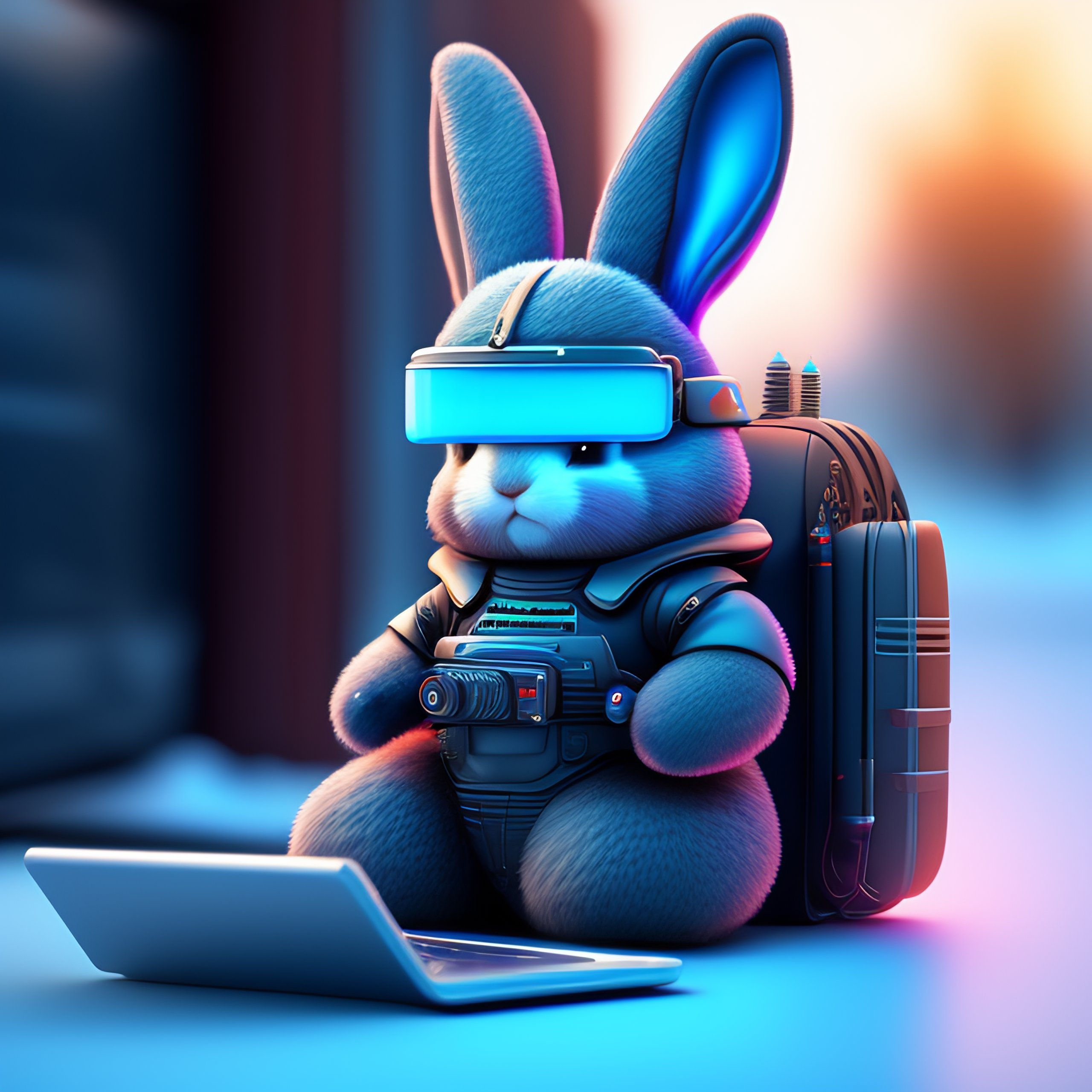 Wallpaper #qa3MMZMBKf019FdaUxGB253 Lexica 3D Rendered Frozen Jetpack Bunny Cyberpunk Working on a Tablet