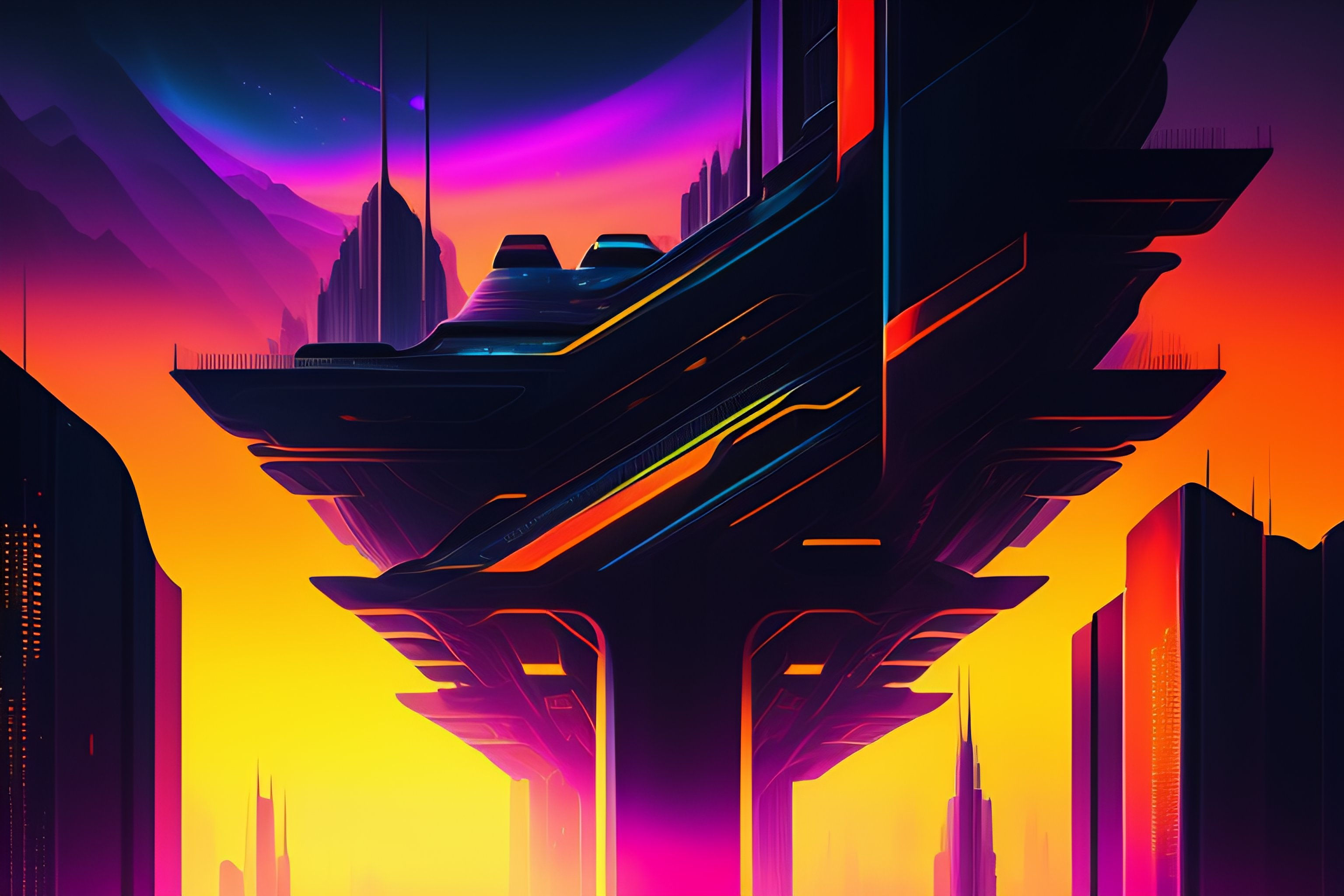 Wallpaper #TzGVNZMB5zzyi_yYJ1cv10 Lexica Abstract Art Cyberpunk Black Background