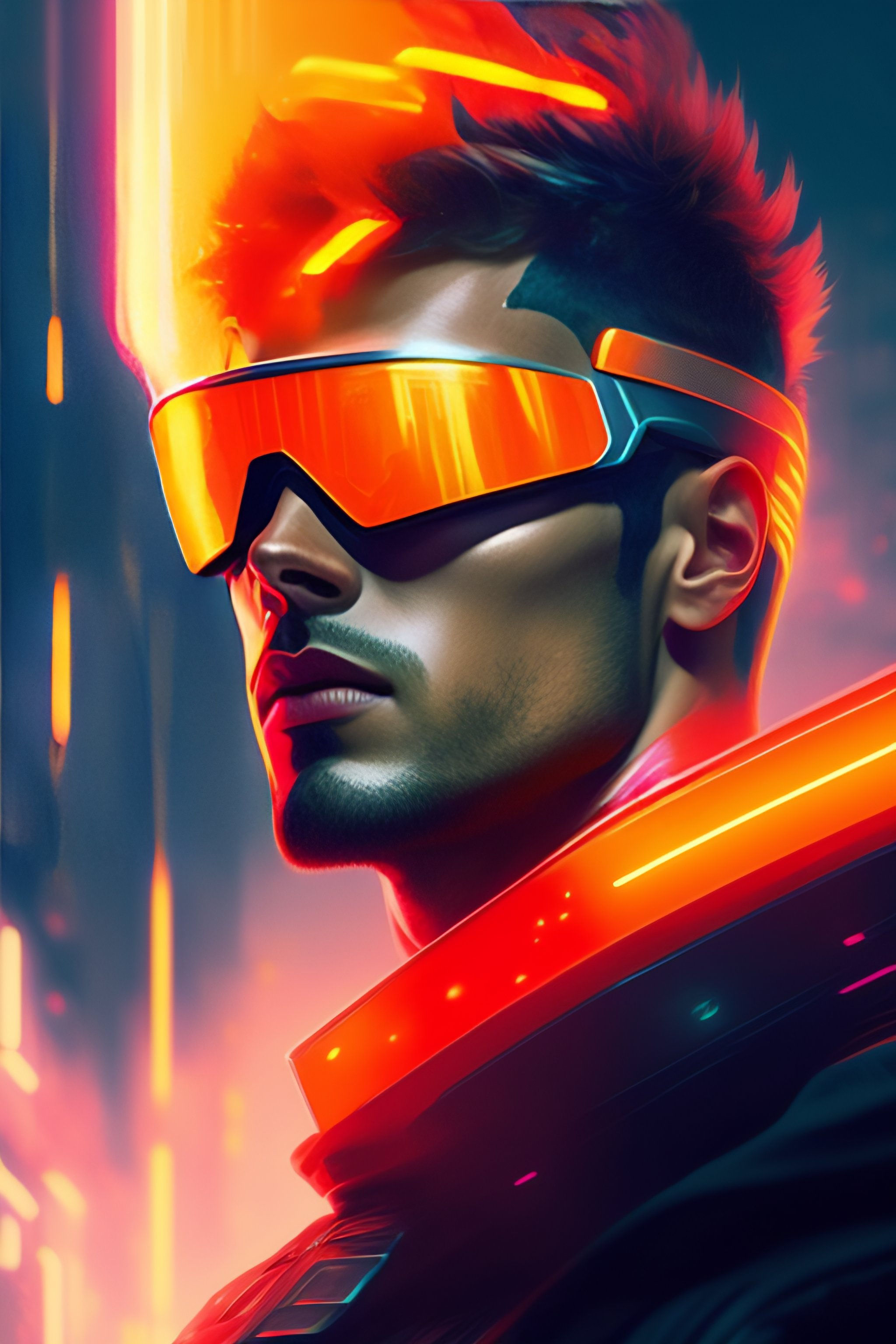 Wallpaper #-63cMZMBKf019FdaOxFD30 Lexica Theo James as Cyclops Cyberpunk Futuristic Neon by Ismail