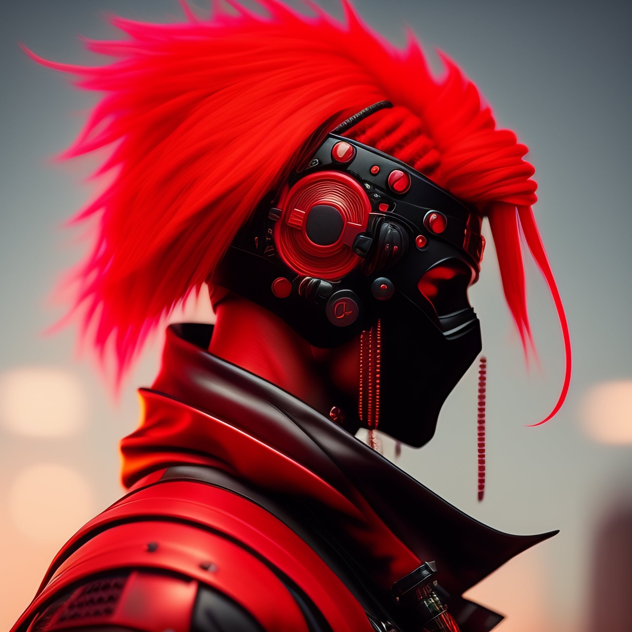 Wallpaper #Fe8FTZMBMN-XEVvVuT-n9 Lexica Awesome Looking Cyberpunk Red Male Ninja 8 Bit Neon