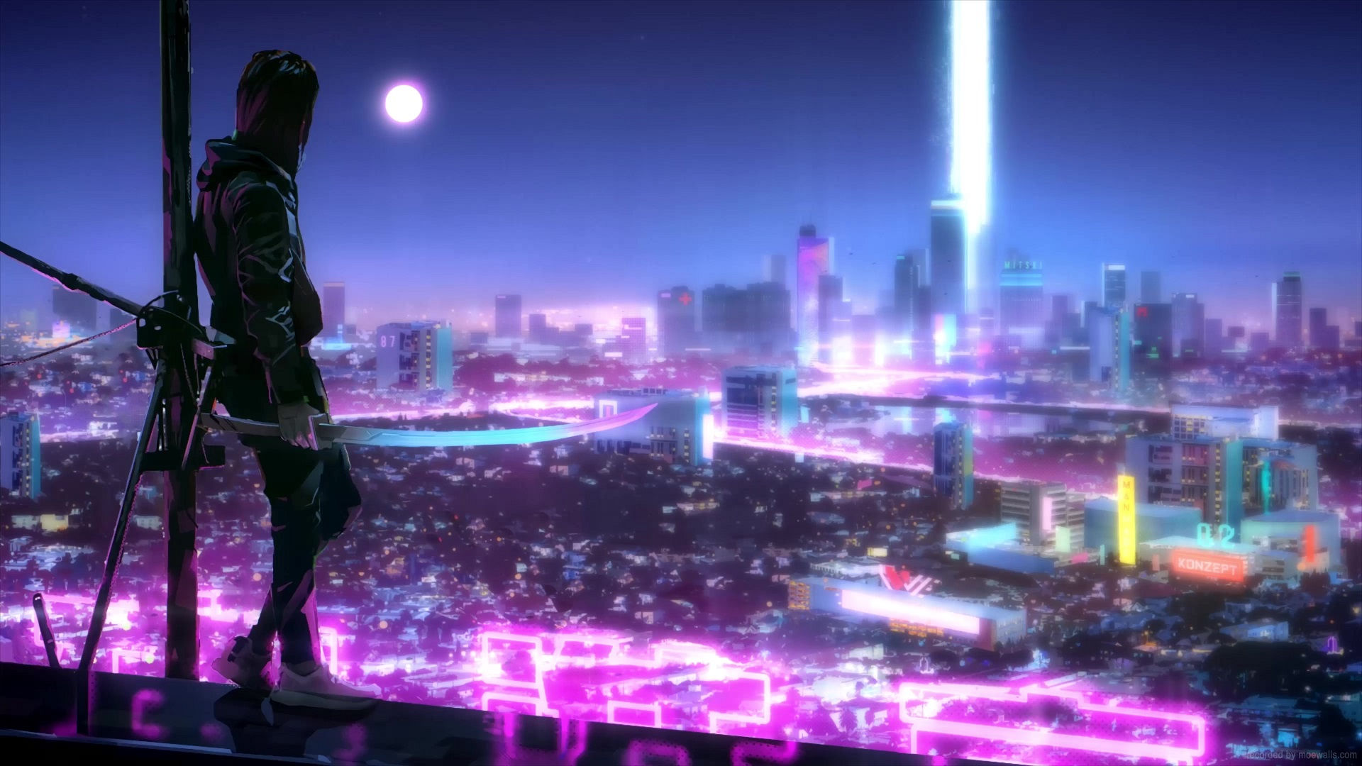 Wallpaper #Fe8FTZMBMN-XEVvVuT-n1 Cyberpunk Ninja Neon Metropolis Live Wallpaper Moewalls