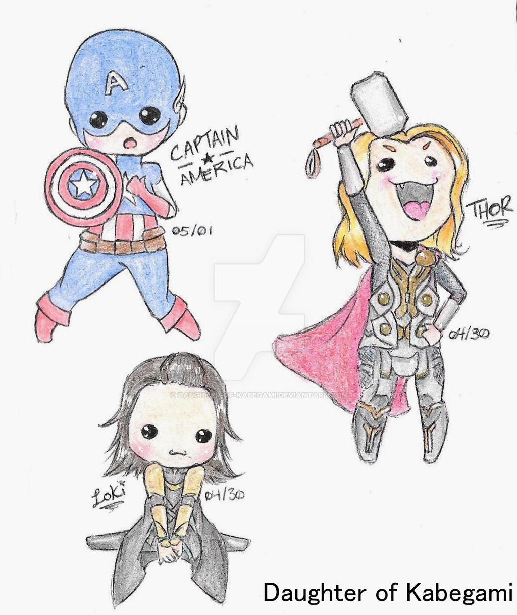 Wallpaper #r2jGFpMBSpphPi3-KwzW255 Avengers Chibis Thor Loki and Captain America by Daughter of