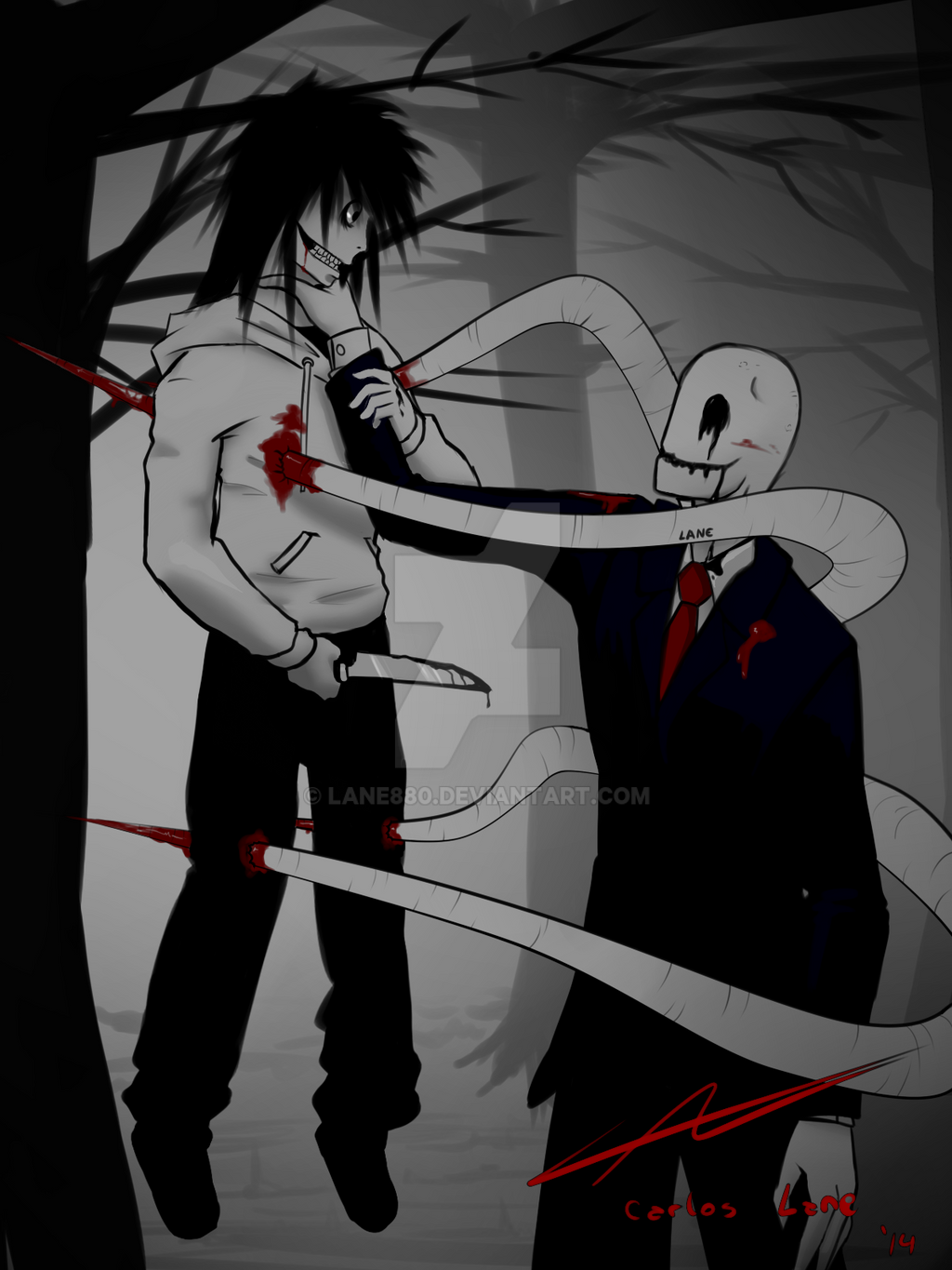 Wallpaper #wEDgL5MBJhL2WPbaU77v333 Slenderman and Jeff the Killer by Lane880 on Deviantart
