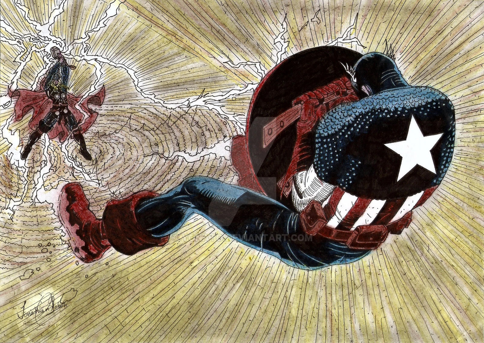 Wallpaper #pXQvwo4B_8f4nGFah26c7 My Drawings Thor vs Captain America by Yonato on Deviantart